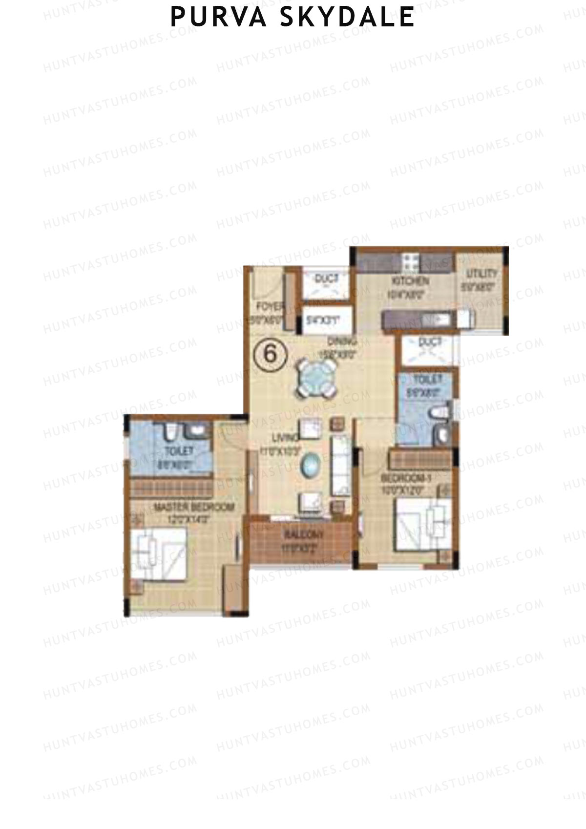 Purva Skydale Tower 1 Unit 6 Floor Plan
