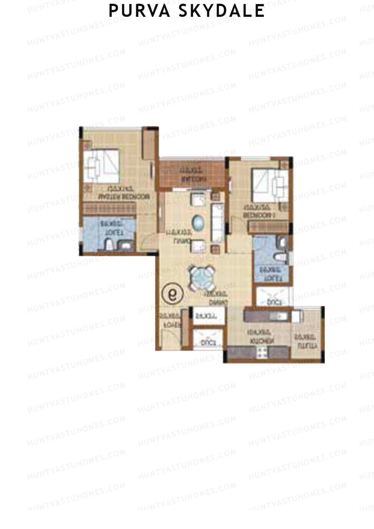 Purva Skydale Tower 2 Unit 1 Floor Plan