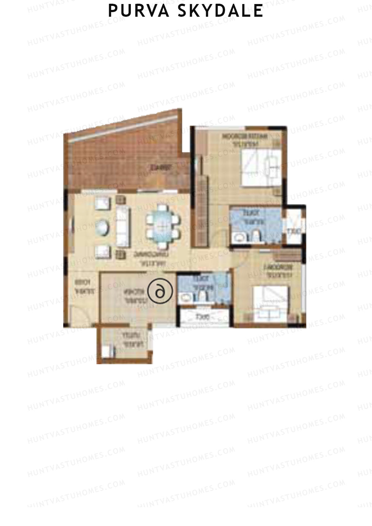 Purva Skydale Tower 2 Unit 3 Floor Plan