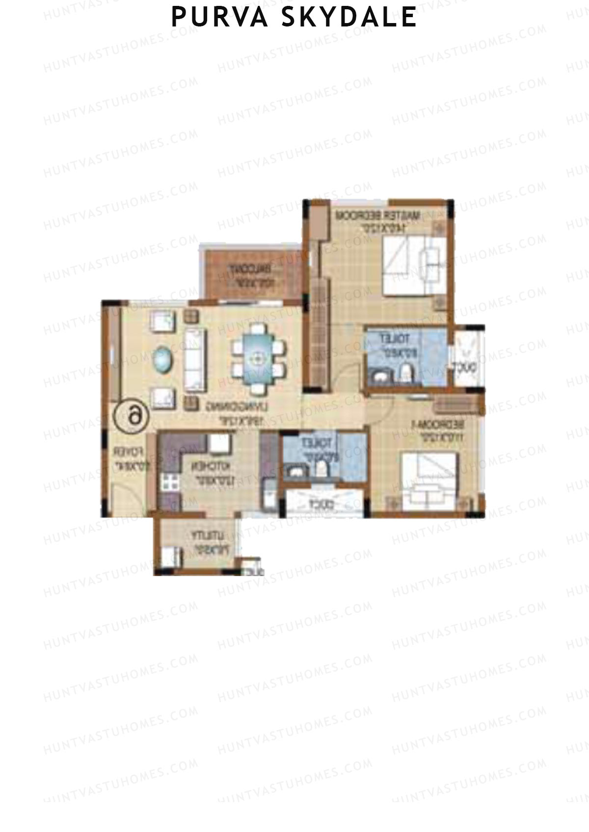 Purva Skydale Tower 2 Unit 3 Floor Plan