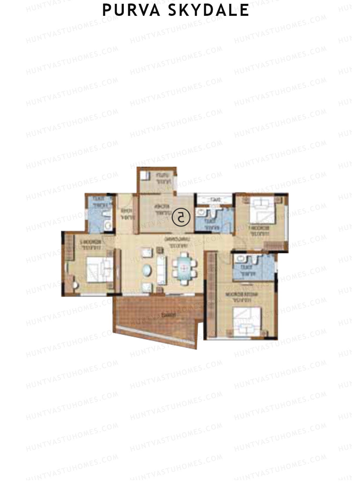 Purva Skydale Tower 2 Unit 3 Floor Plan