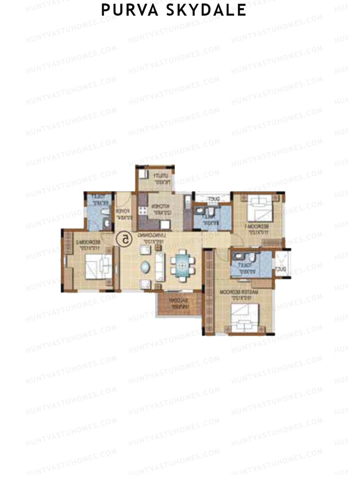 Purva Skydale Tower 2 Unit 3 Floor Plan