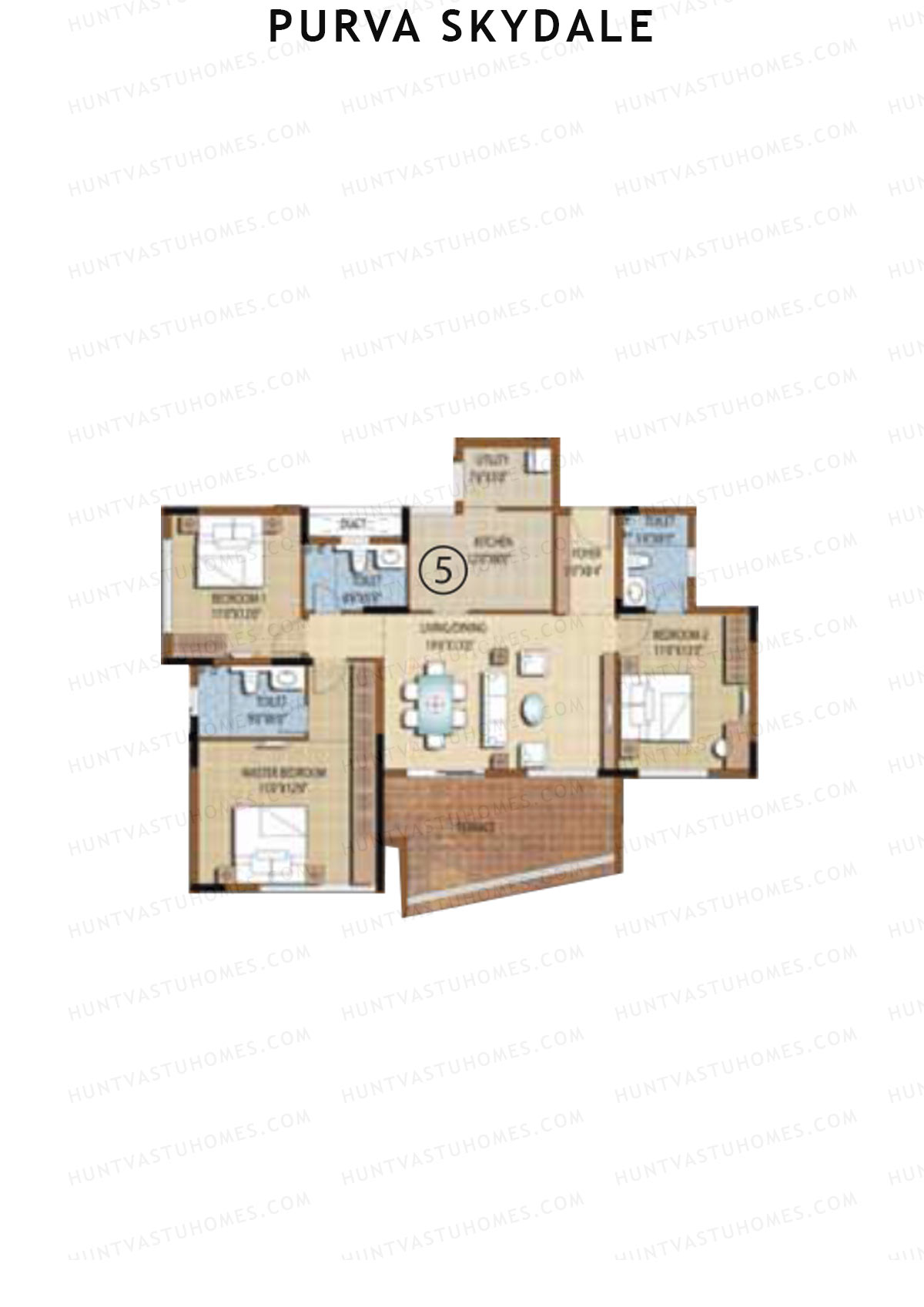 Purva Skydale Tower 2 Unit 5 Floor Plan