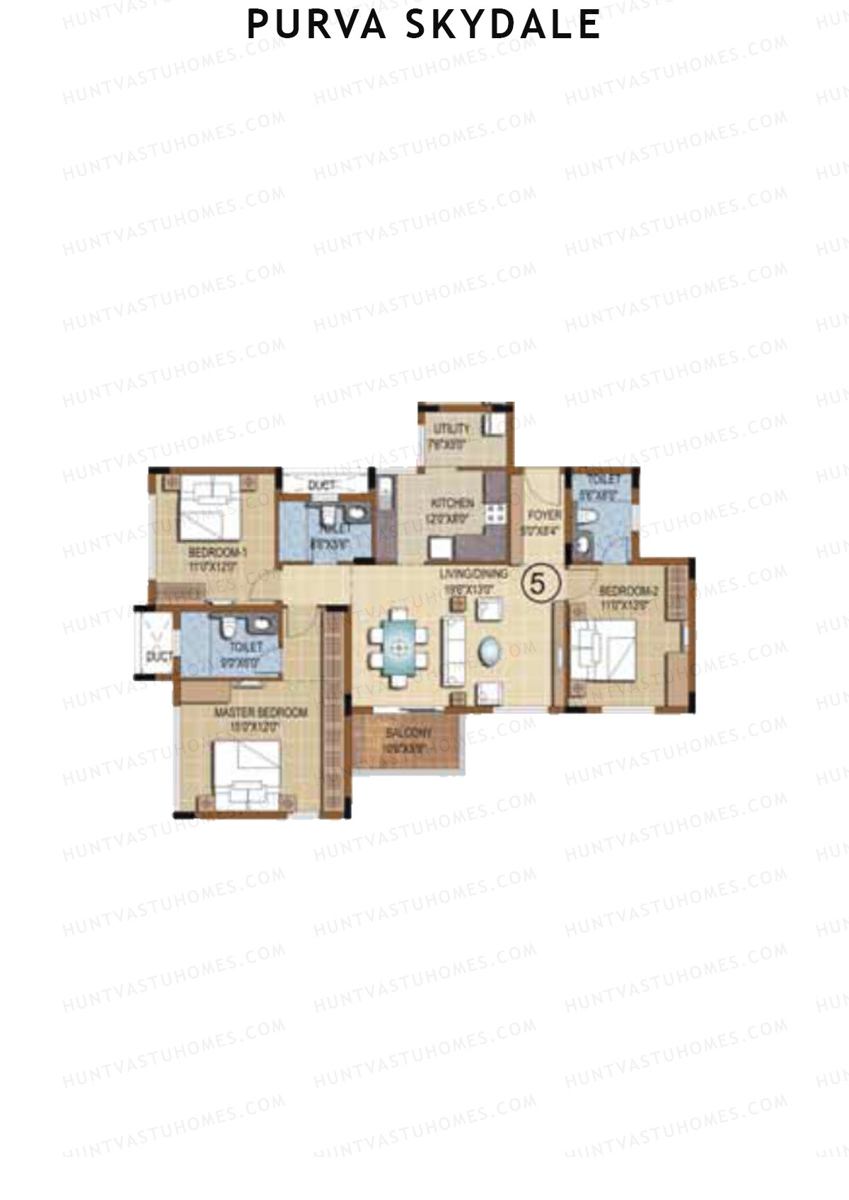 Purva Skydale Tower 2 Unit 5 Floor Plan