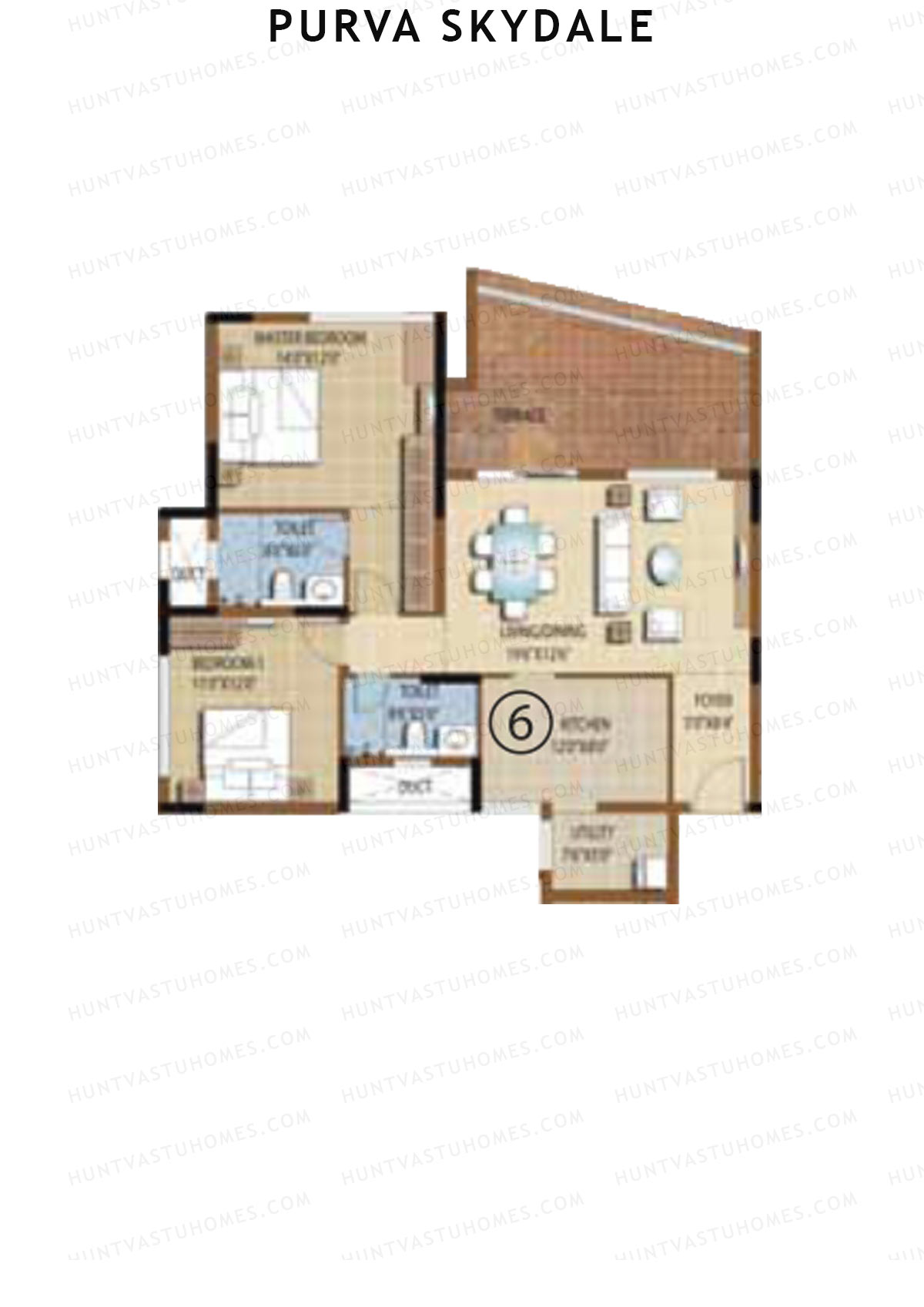 Purva Skydale Tower 2 Unit 6 Floor Plan