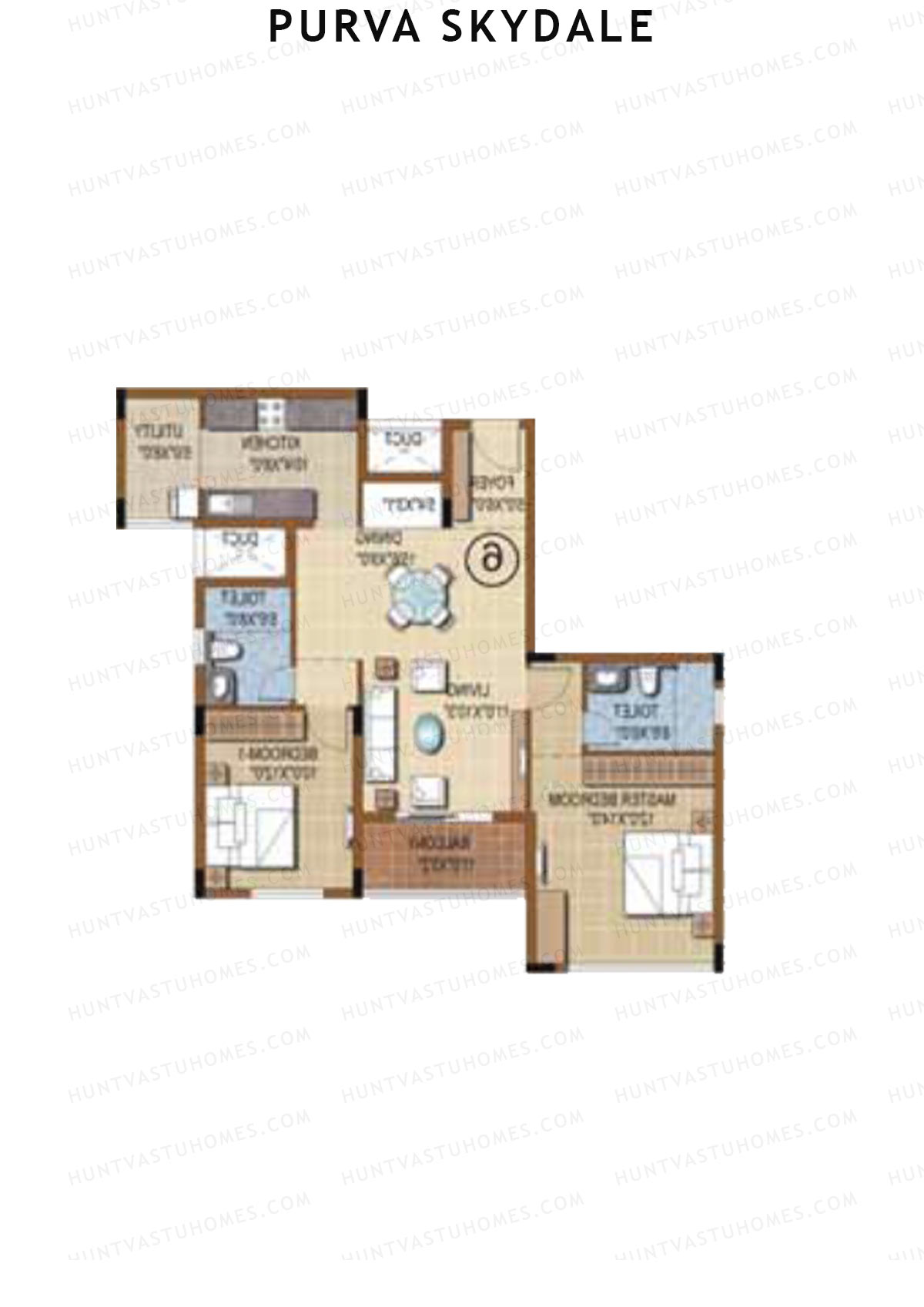 Purva Skydale Tower 3 Unit 1 Floor Plan