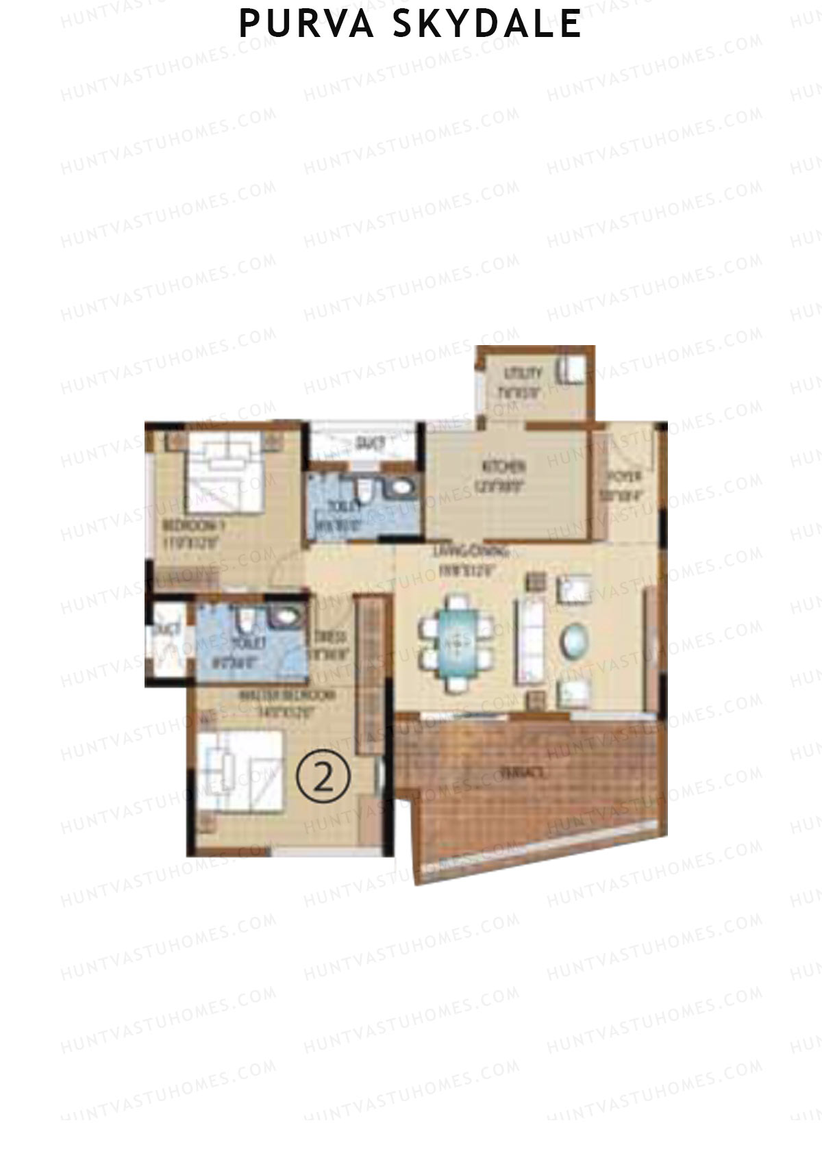 Purva Skydale Tower 3 Unit 2 Floor Plan