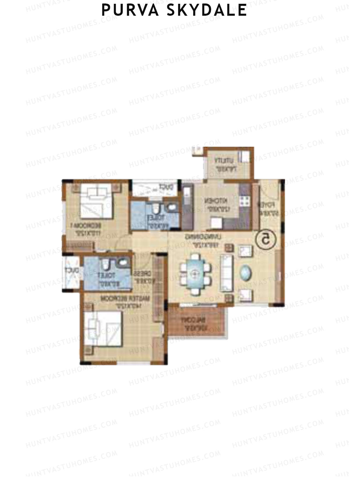 Purva Skydale Tower 3 Unit 2 Floor Plan