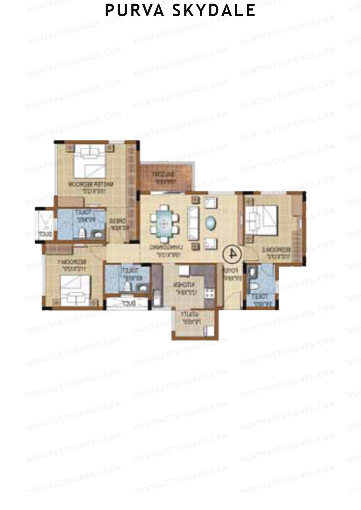 Purva Skydale Tower 3 Unit 3 Floor Plan
