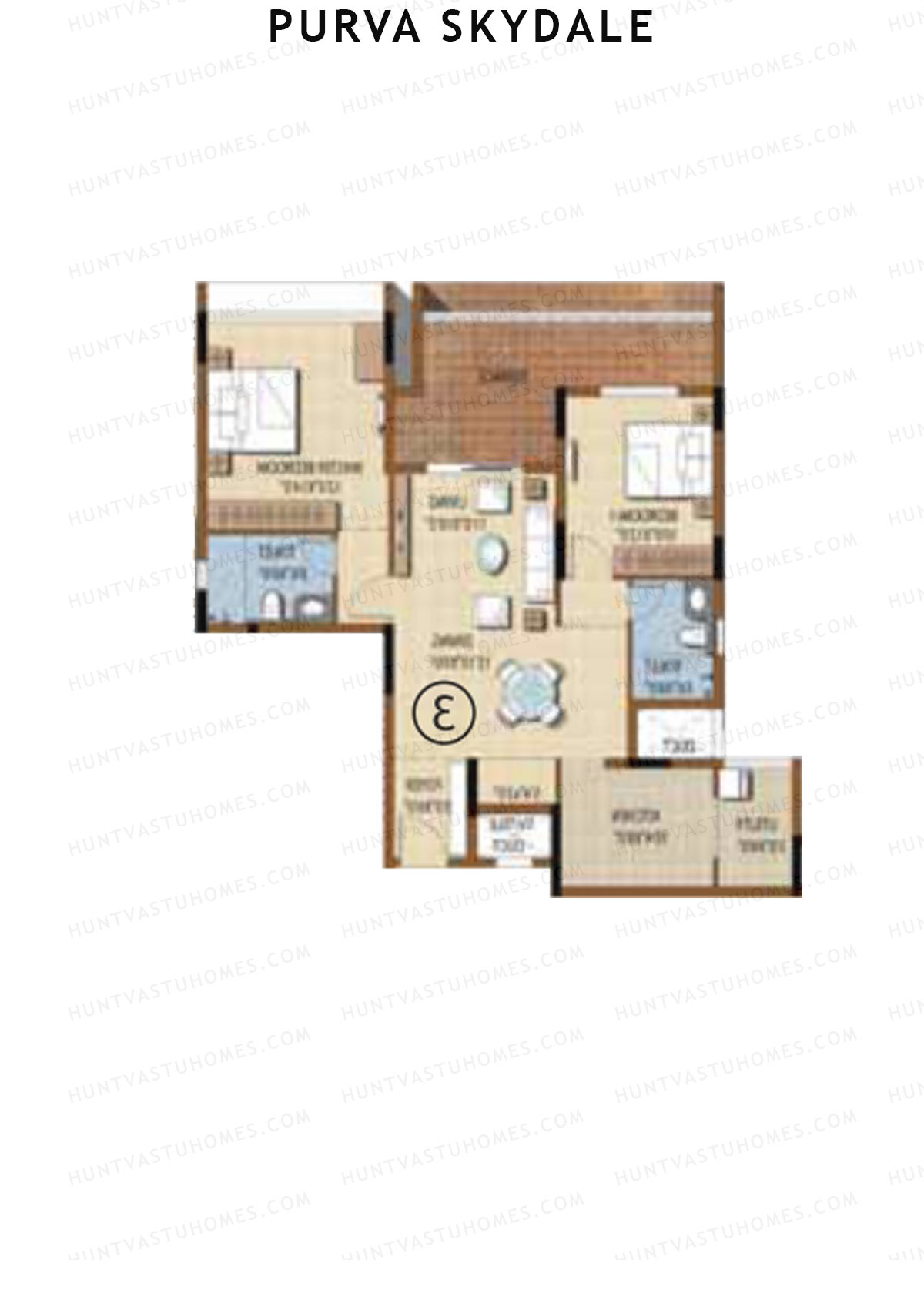 Purva Skydale Tower 3 Unit 4 Floor Plan
