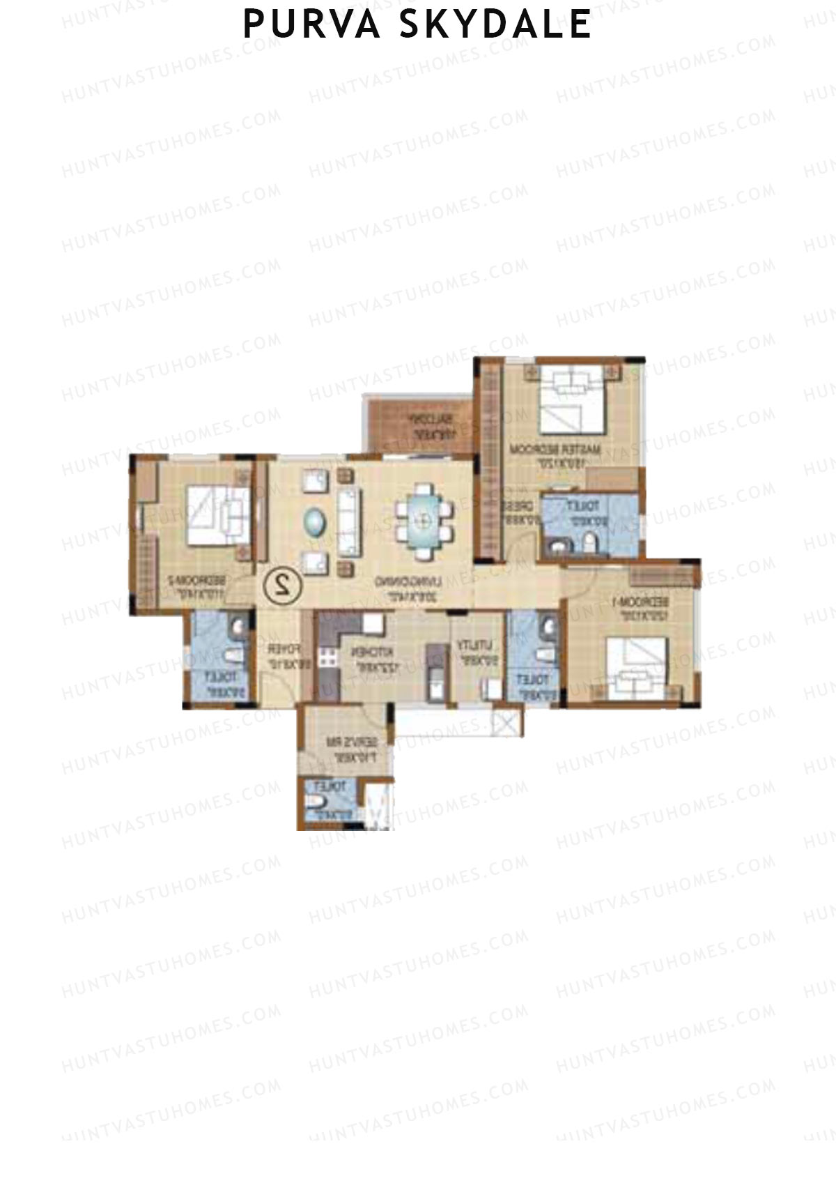 Purva Skydale Tower 3 Unit 5 Floor Plan