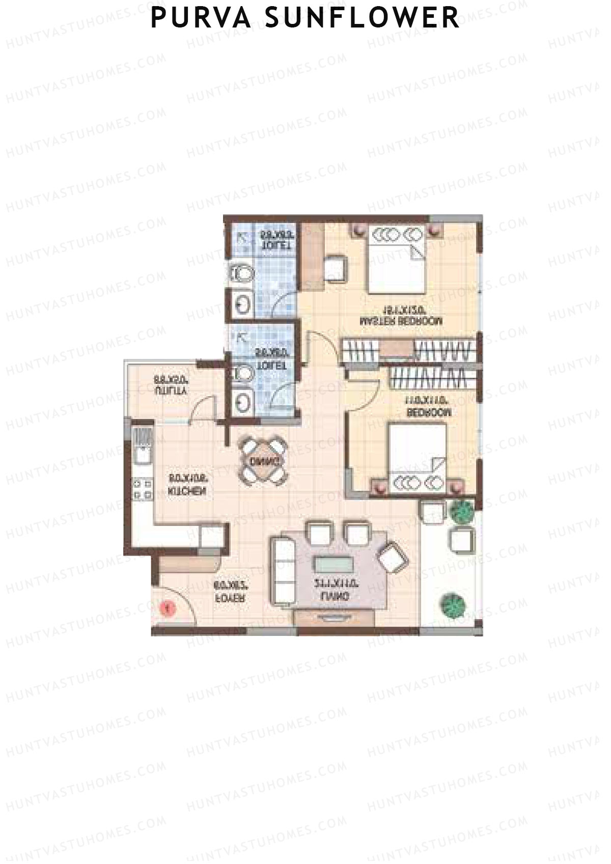 Purva Sunflower Wing C Unit 1 (Type D) Floor Plan