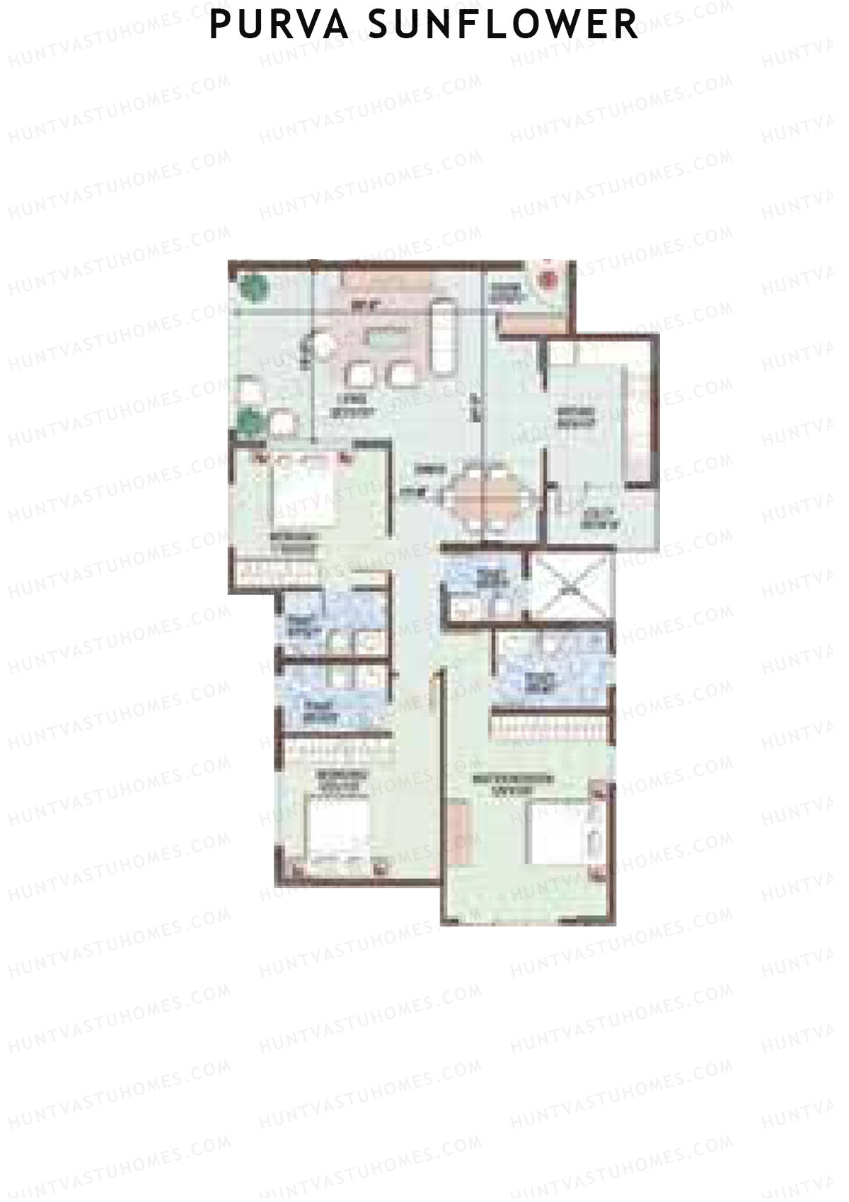 Purva Sunflower Wing D Unit 1 (Type A) Floor Plan
