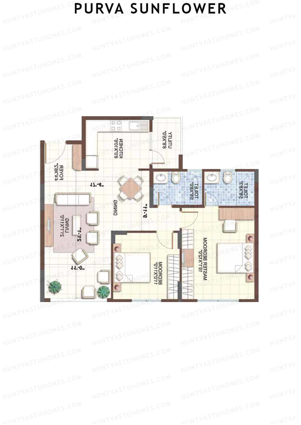 Purva Sunflower Wing D Unit 5 (Type D) Floor Plan