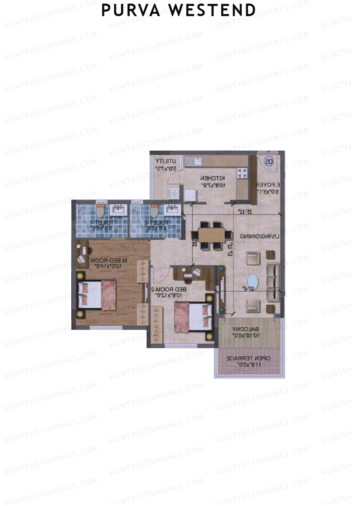 Purva Westend Tower A Unit 4 Type (Penthouse) Floor Plan