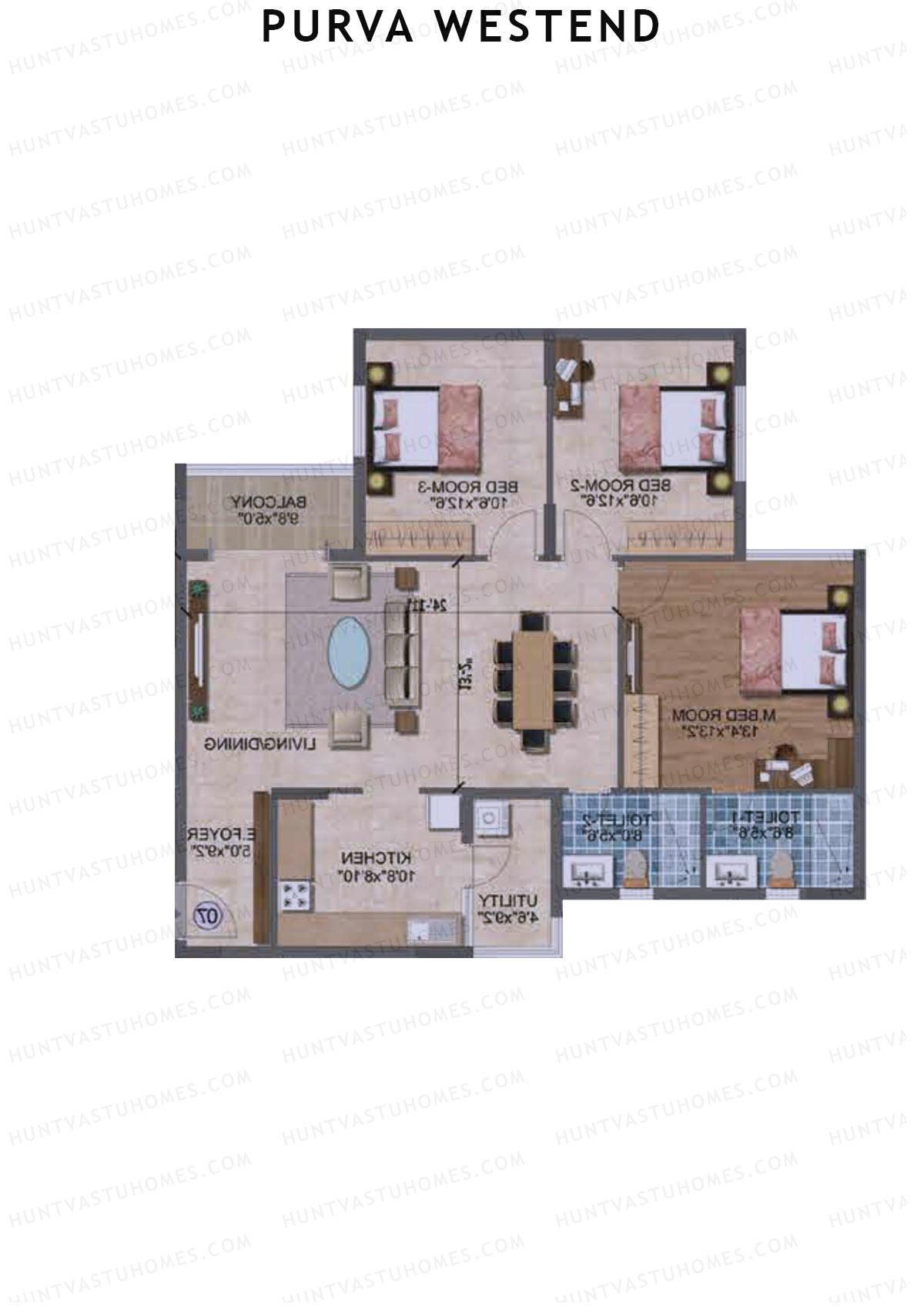Purva Westend Tower B Unit 2 Floor Plan