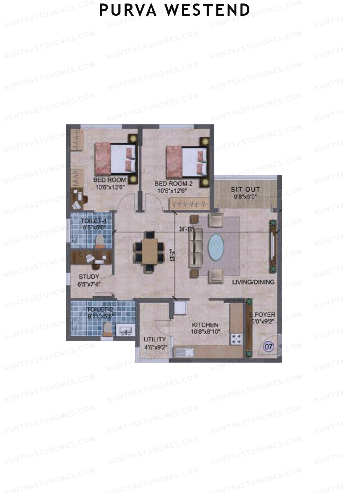 Purva Westend Tower B Unit 7 Floor Plan
