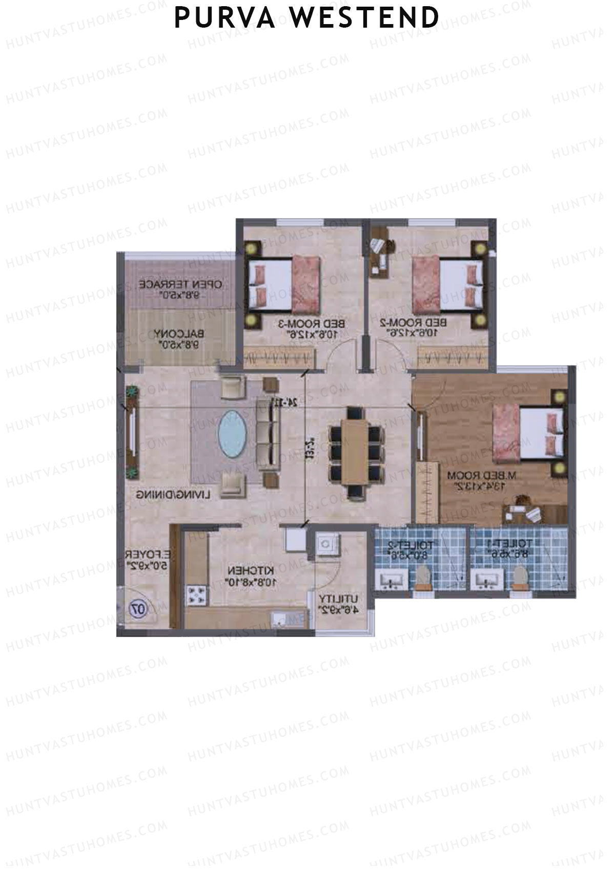 Purva Westend Tower C Unit 2 Type (Penthouse) Floor Plan