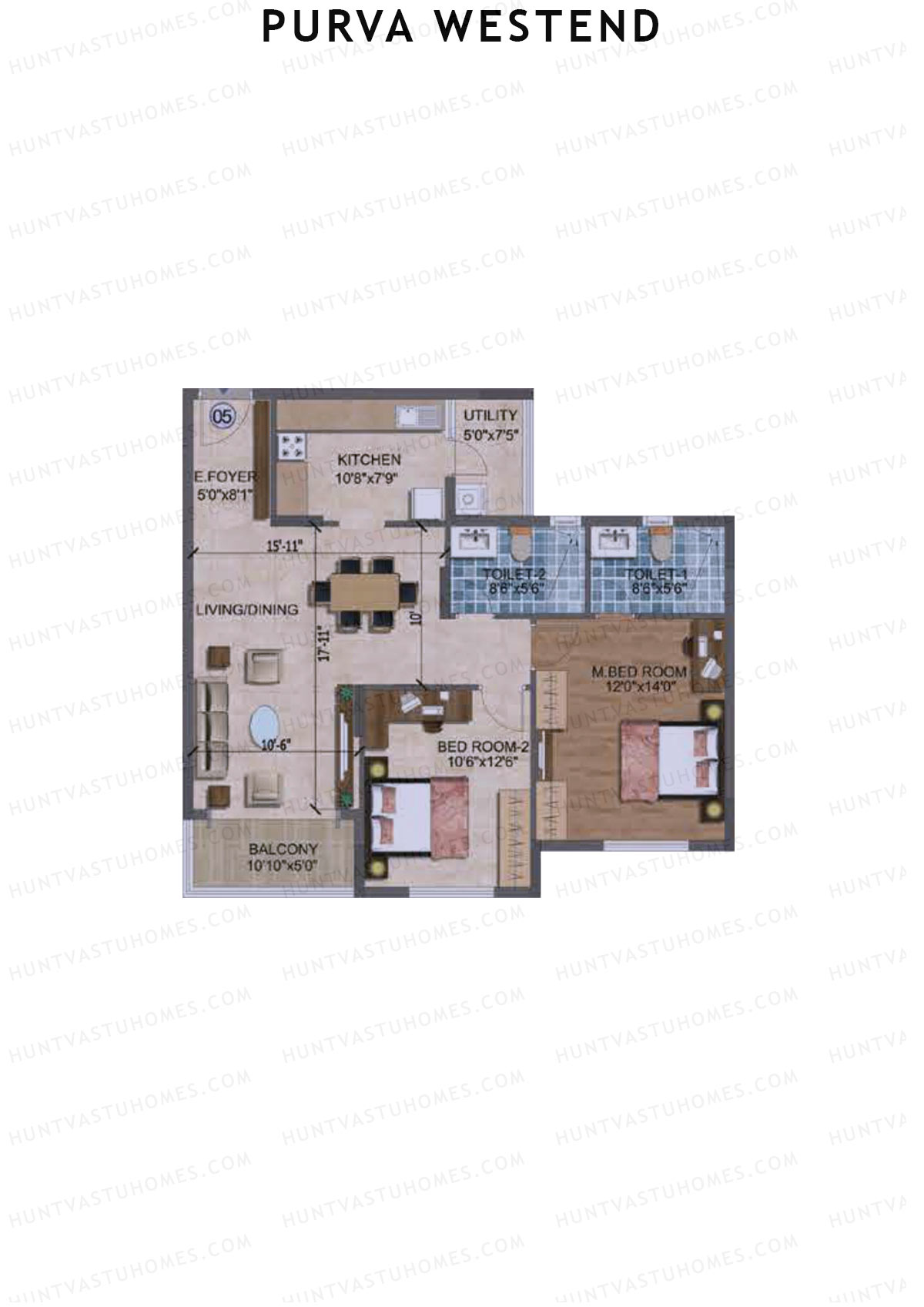 Purva Westend Tower C Unit 5 Floor Plan
