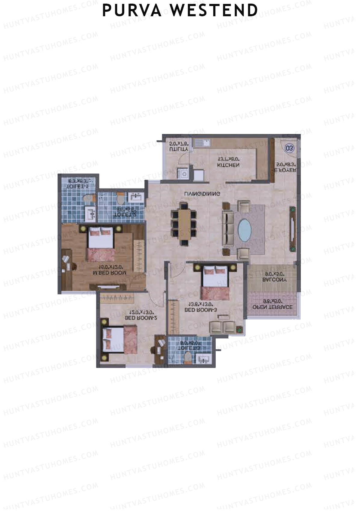 Purva Westend Tower D Unit 2 Type (Penthouse) Floor Plan