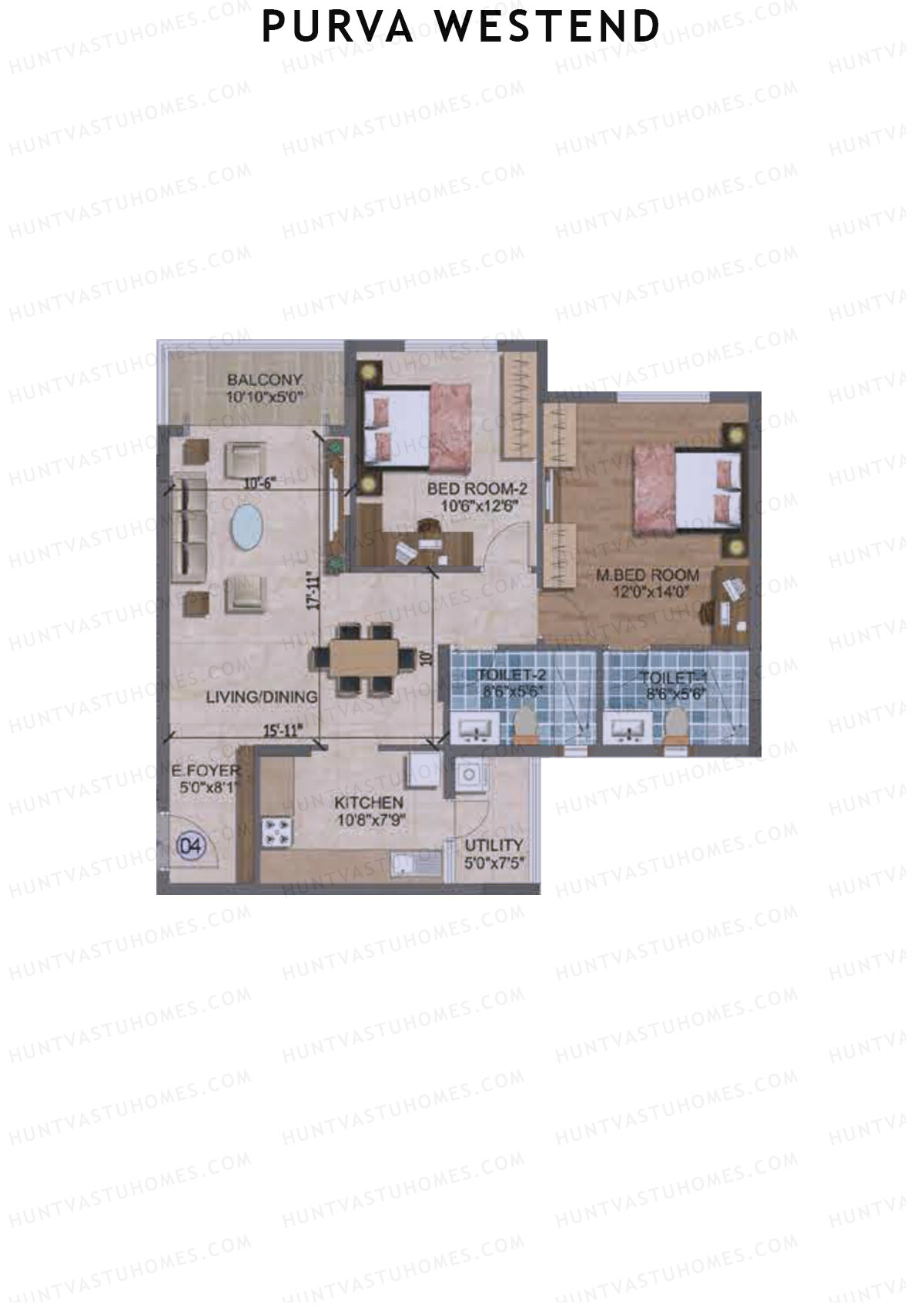 Purva Westend Tower D Unit 4 Floor Plan