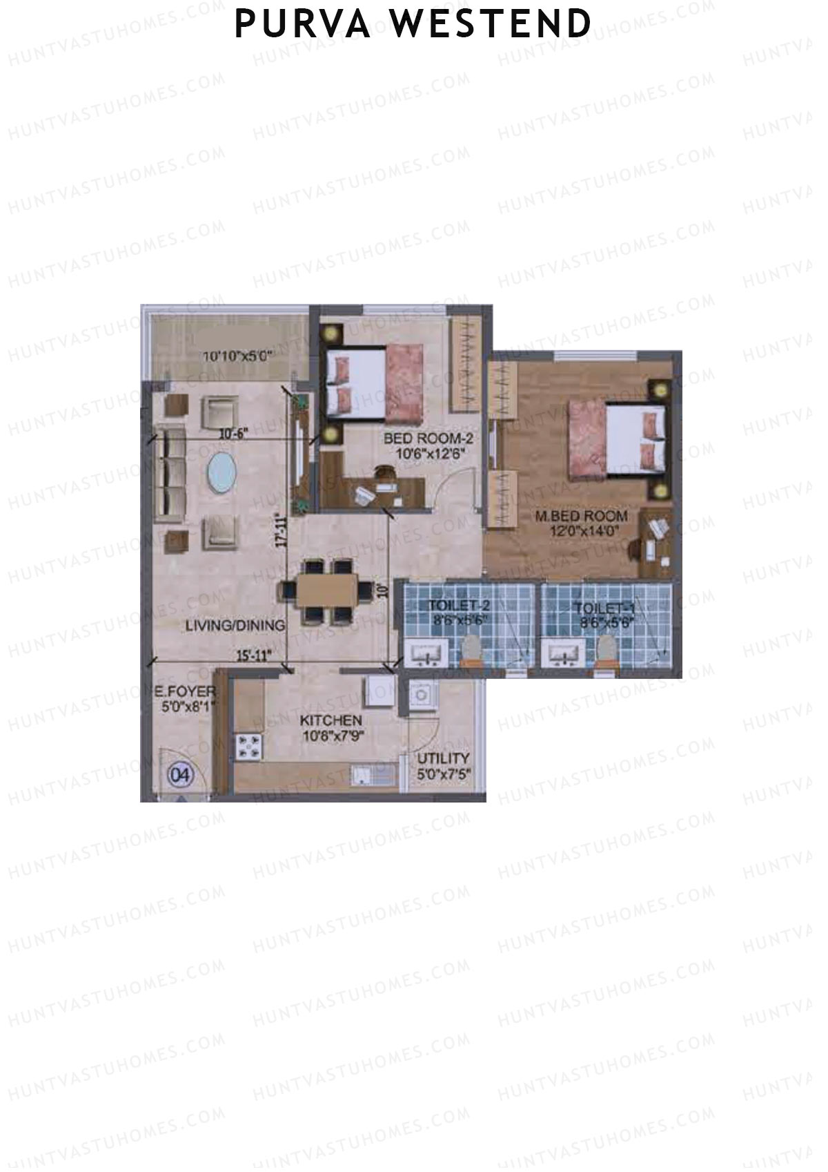 Purva Westend Tower D Unit 4 Floor Plan