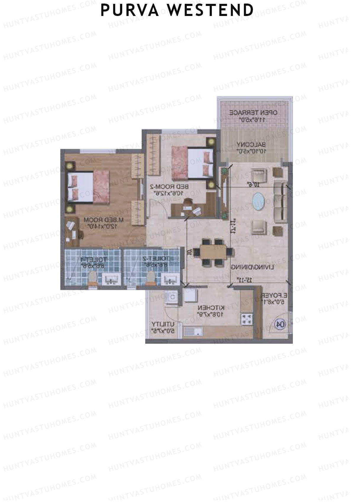 Purva Westend Tower D Unit 5 Type (Penthouse) Floor Plan