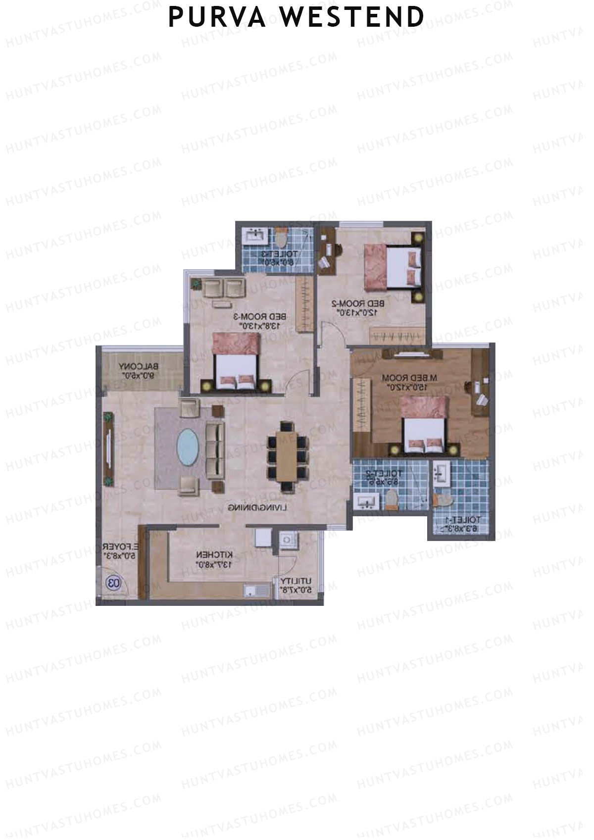 Purva Westend Tower D Unit 6 Floor Plan