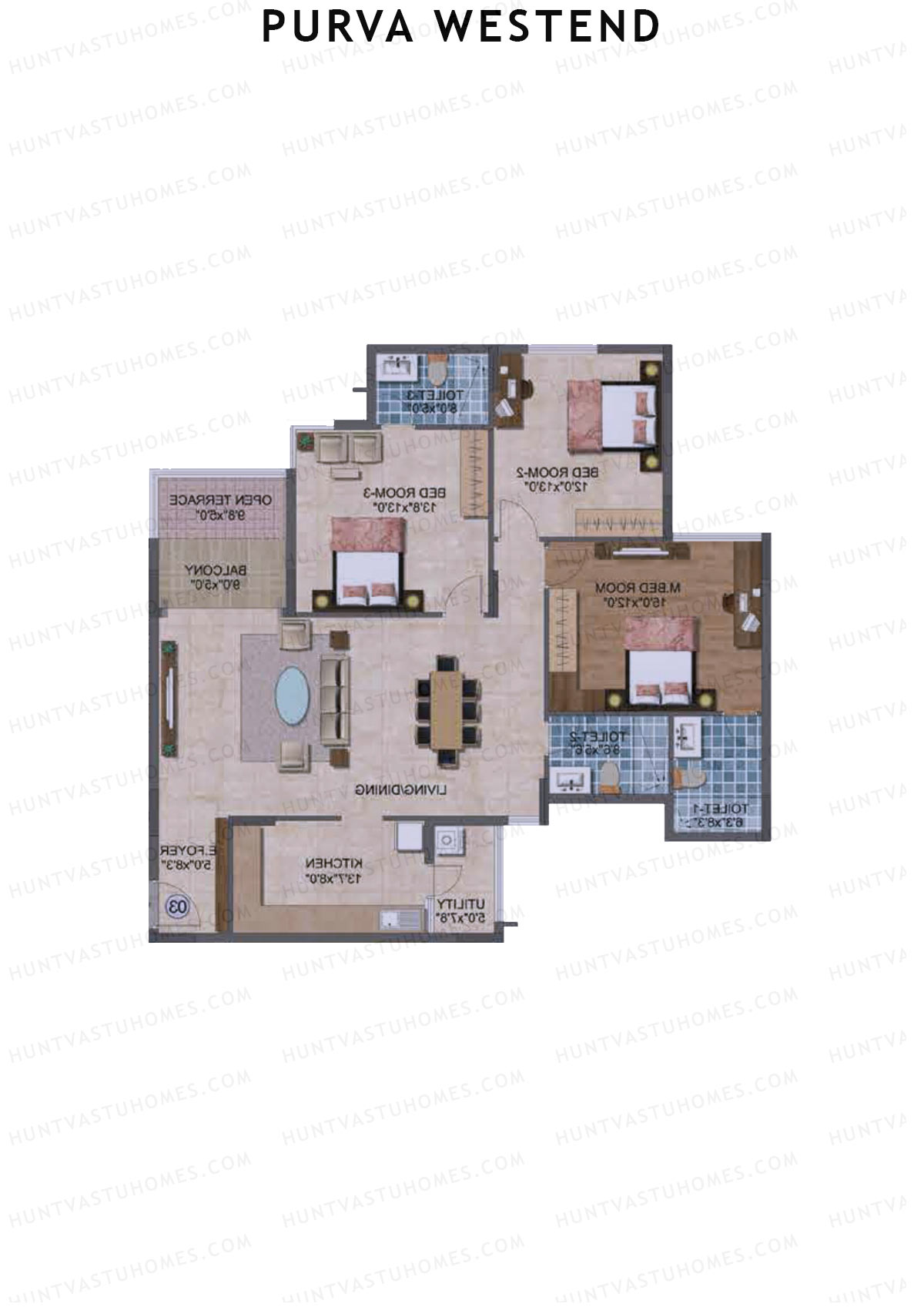 Purva Westend Tower D Unit 6 Type (Penthouse) Floor Plan