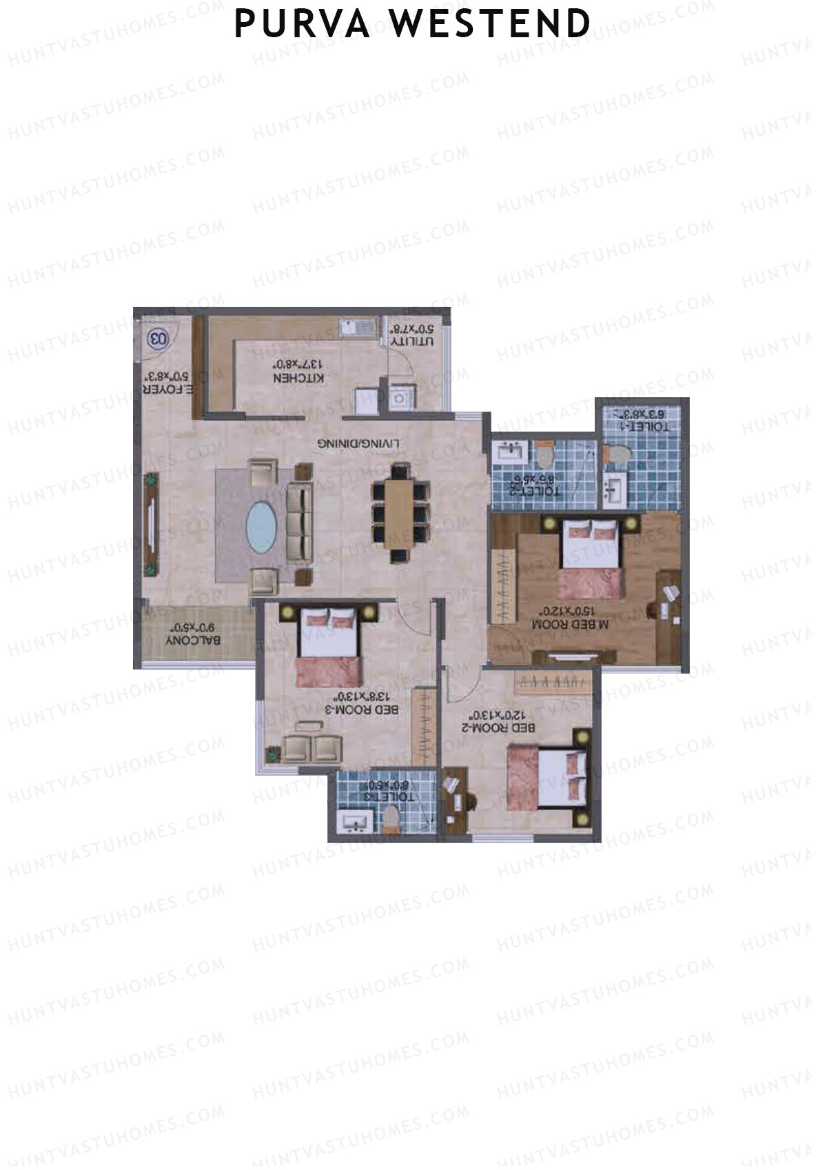 Purva Westend Tower D Unit 7 Floor Plan