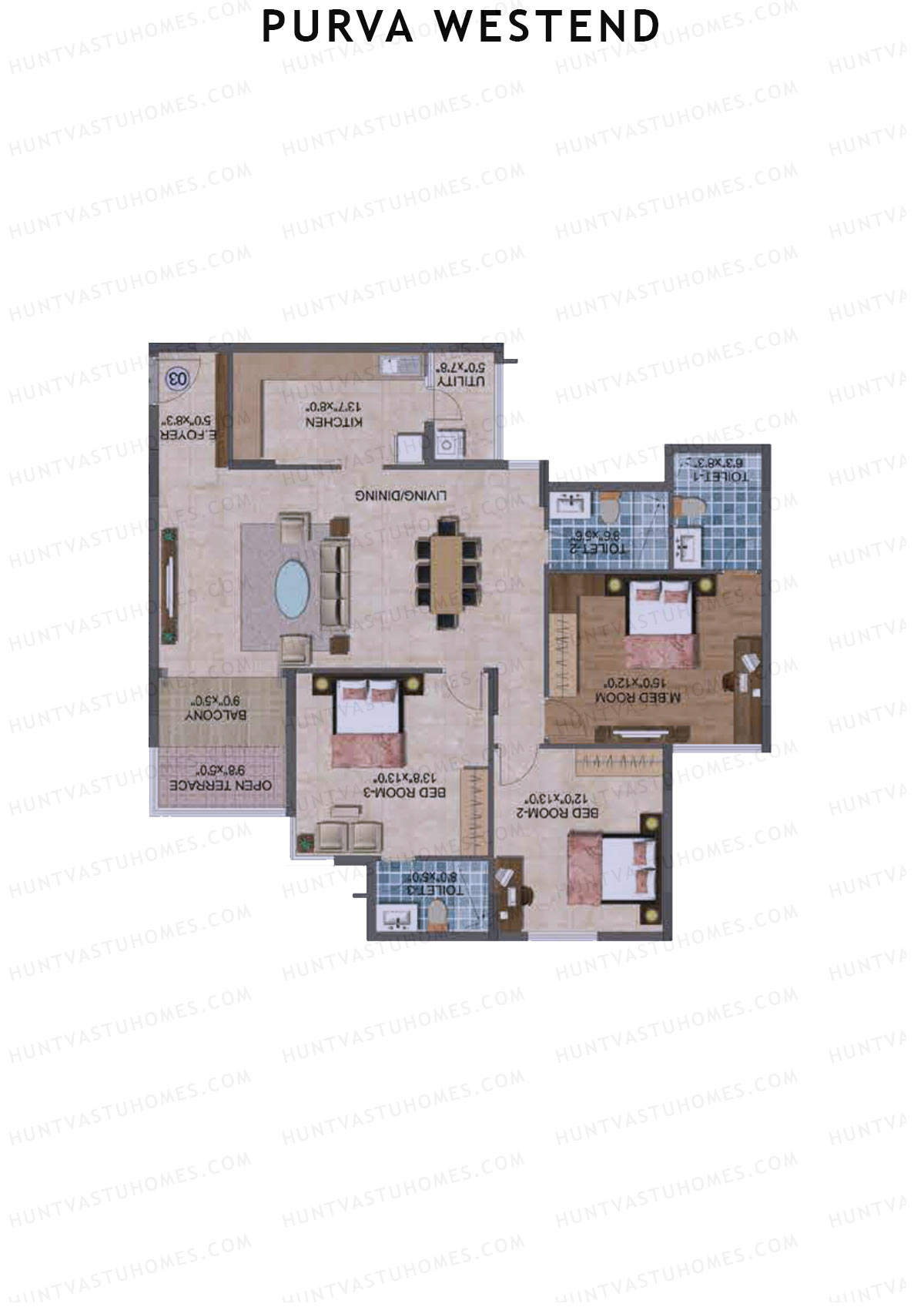 Purva Westend Tower D Unit 7 Type (Penthouse) Floor Plan