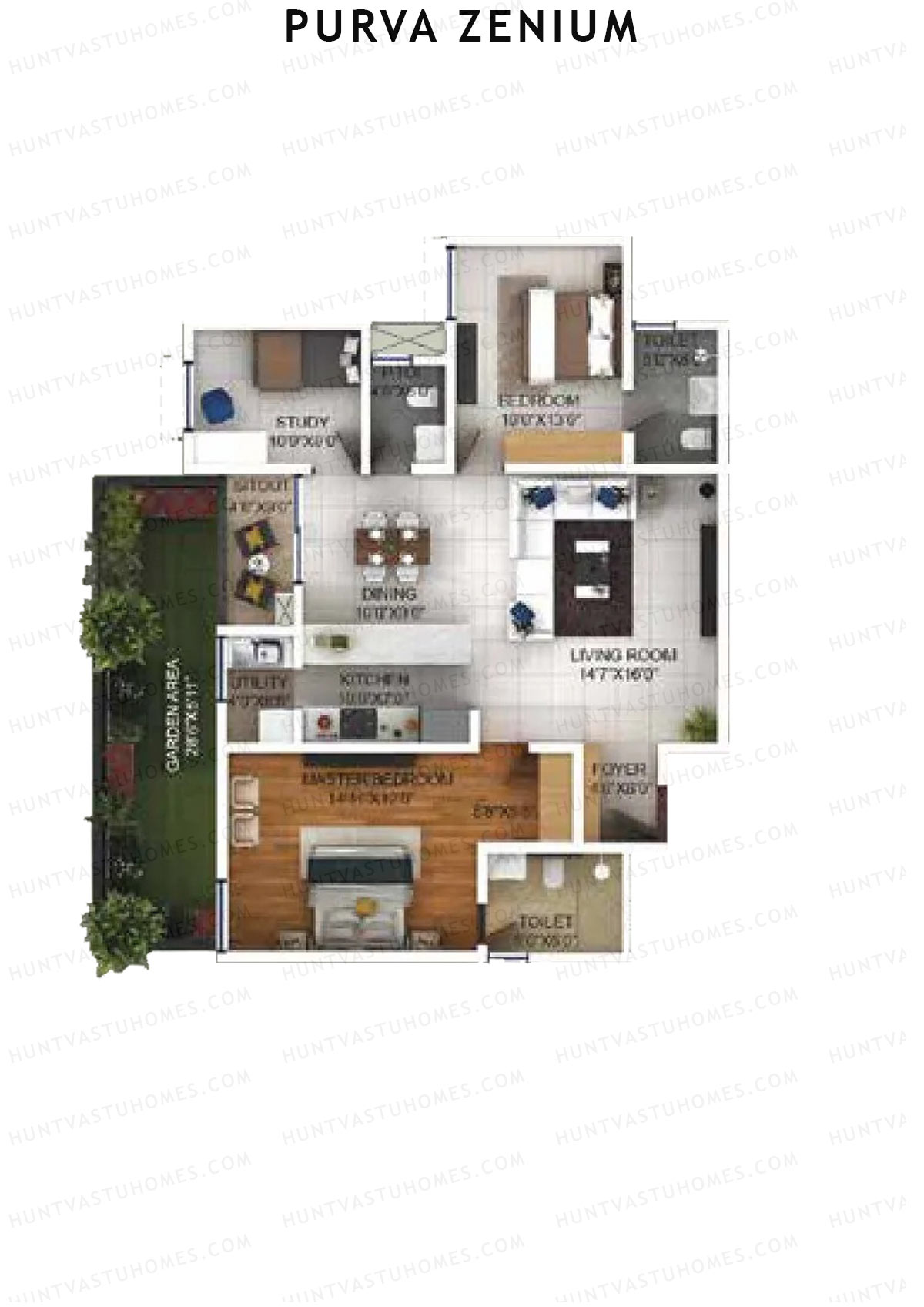 Purva Zenium Tower 10 Unit 1 Floor Plan