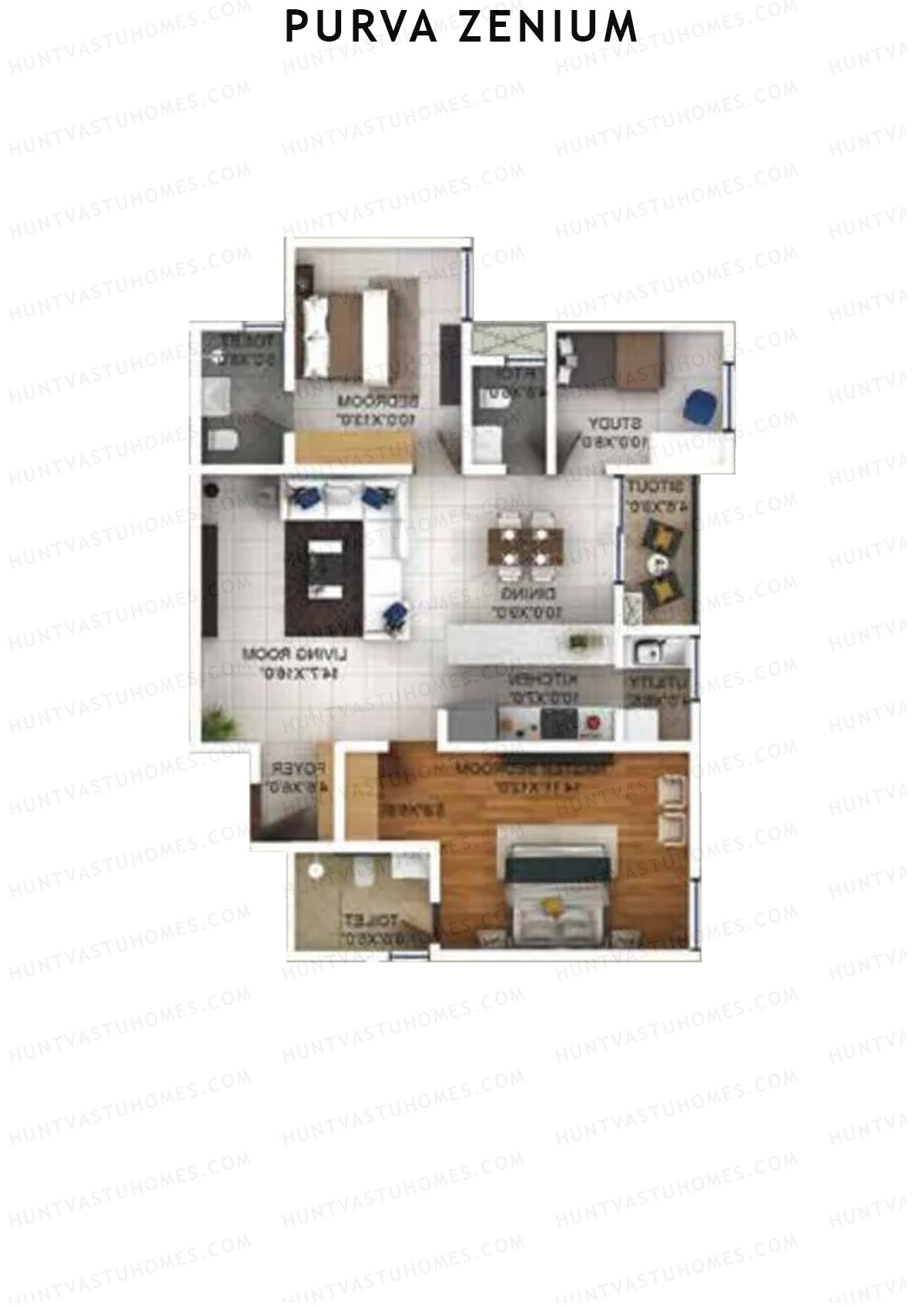 Purva Zenium Tower 10 Unit 2 Floor Plan