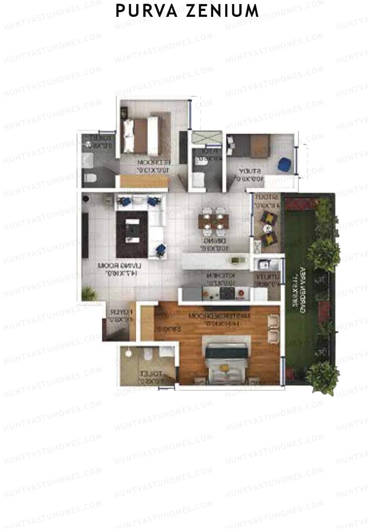 Purva Zenium Tower 10 Unit 2 Floor Plan