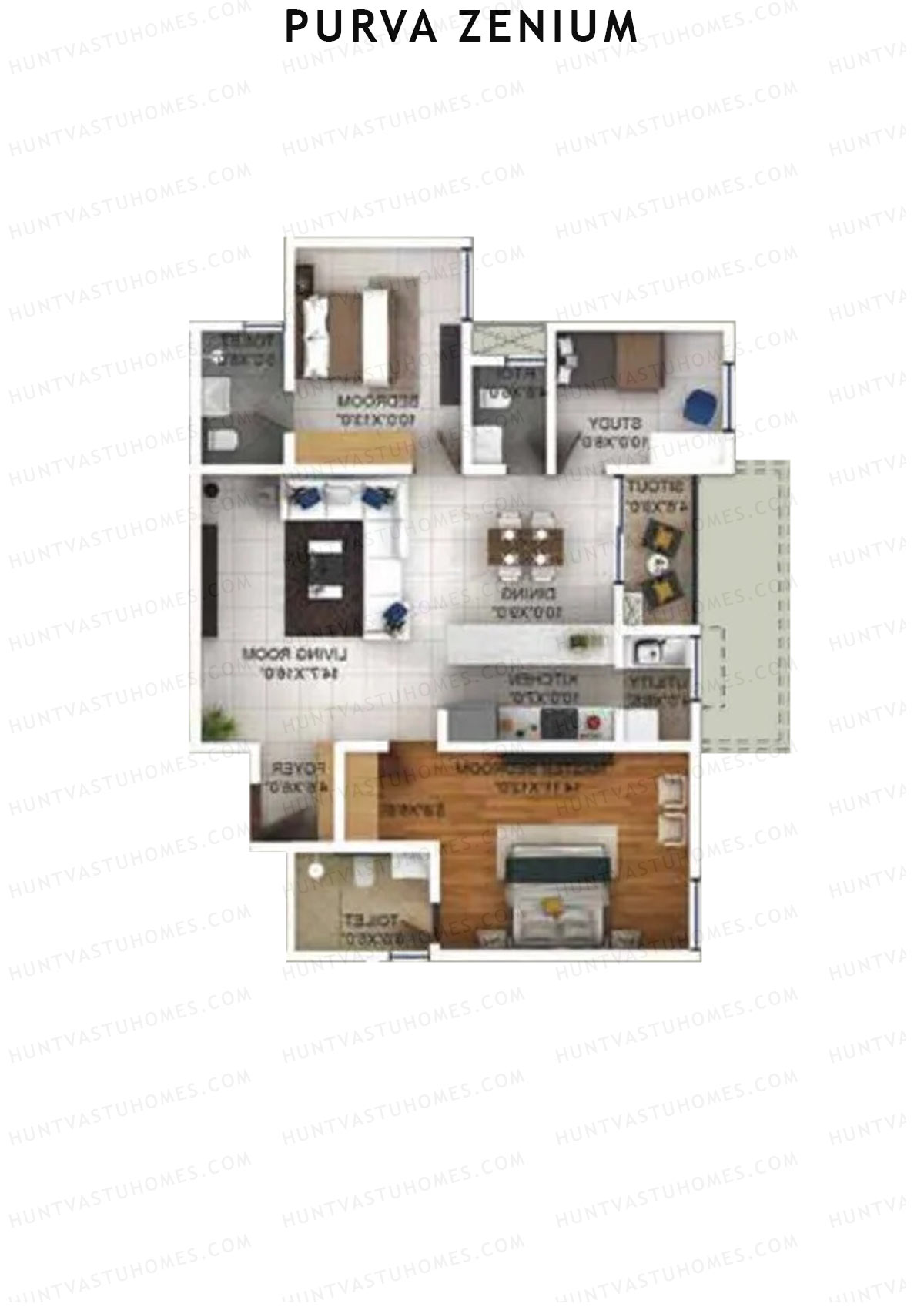 Purva Zenium Tower 10 Unit 2 Floor Plan