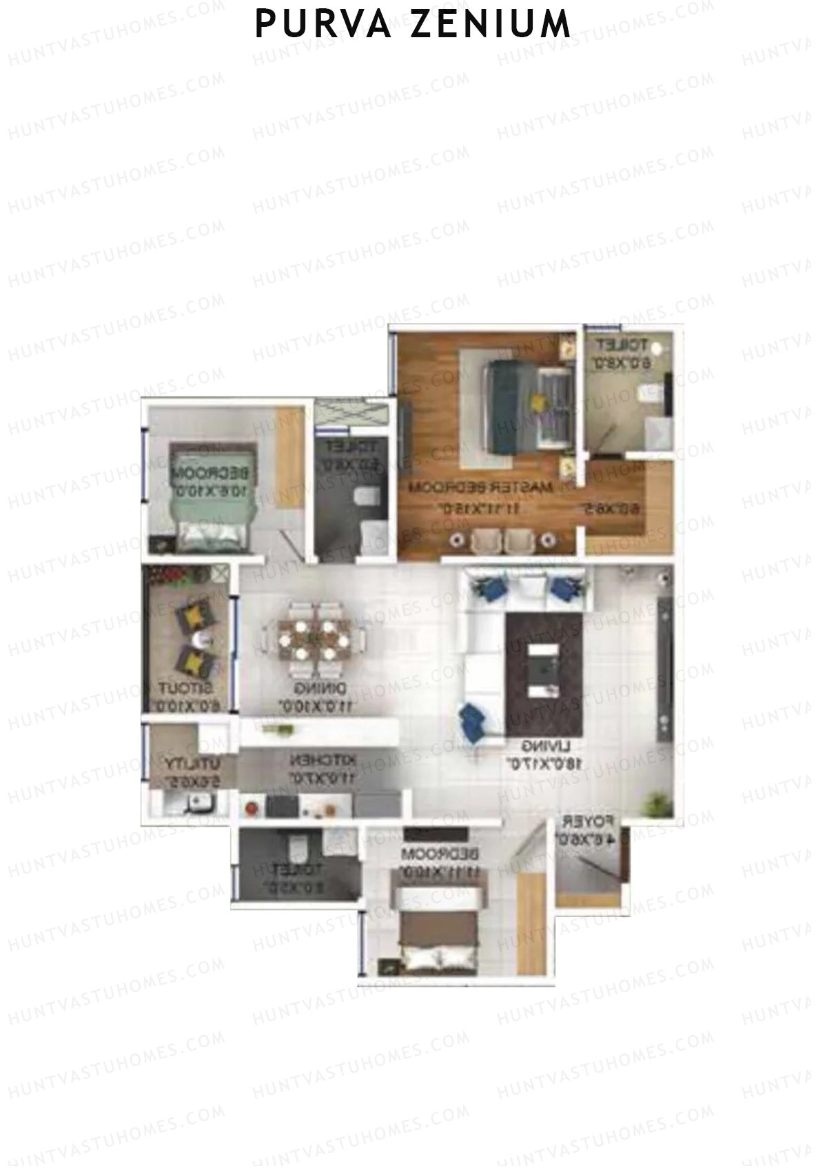 Purva Zenium Tower 11 Unit 1 Floor Plan