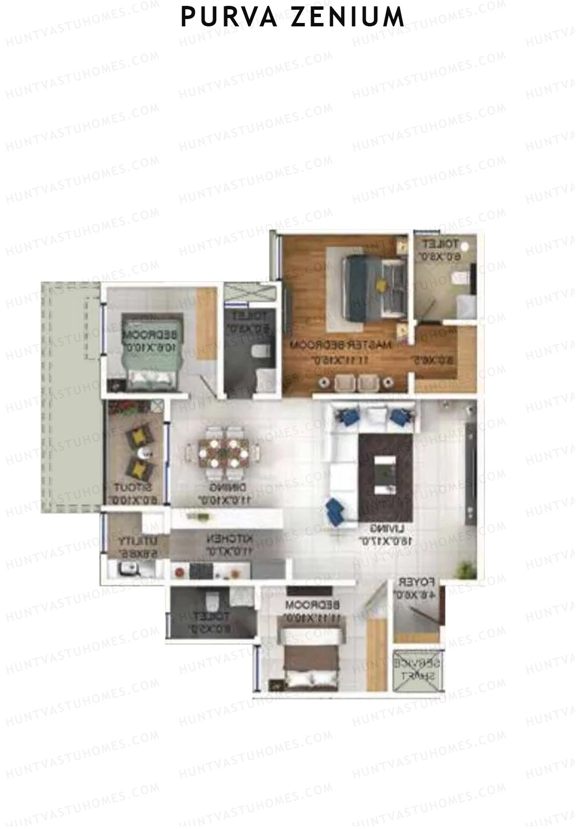 Purva Zenium Tower 11 Unit 1 Floor Plan