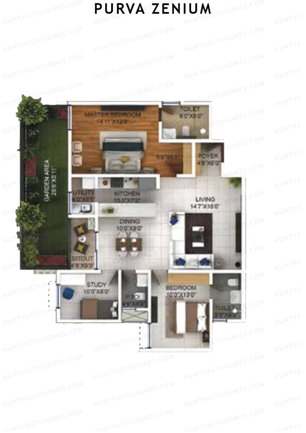 Purva Zenium Tower 11 Unit 4 Floor Plan