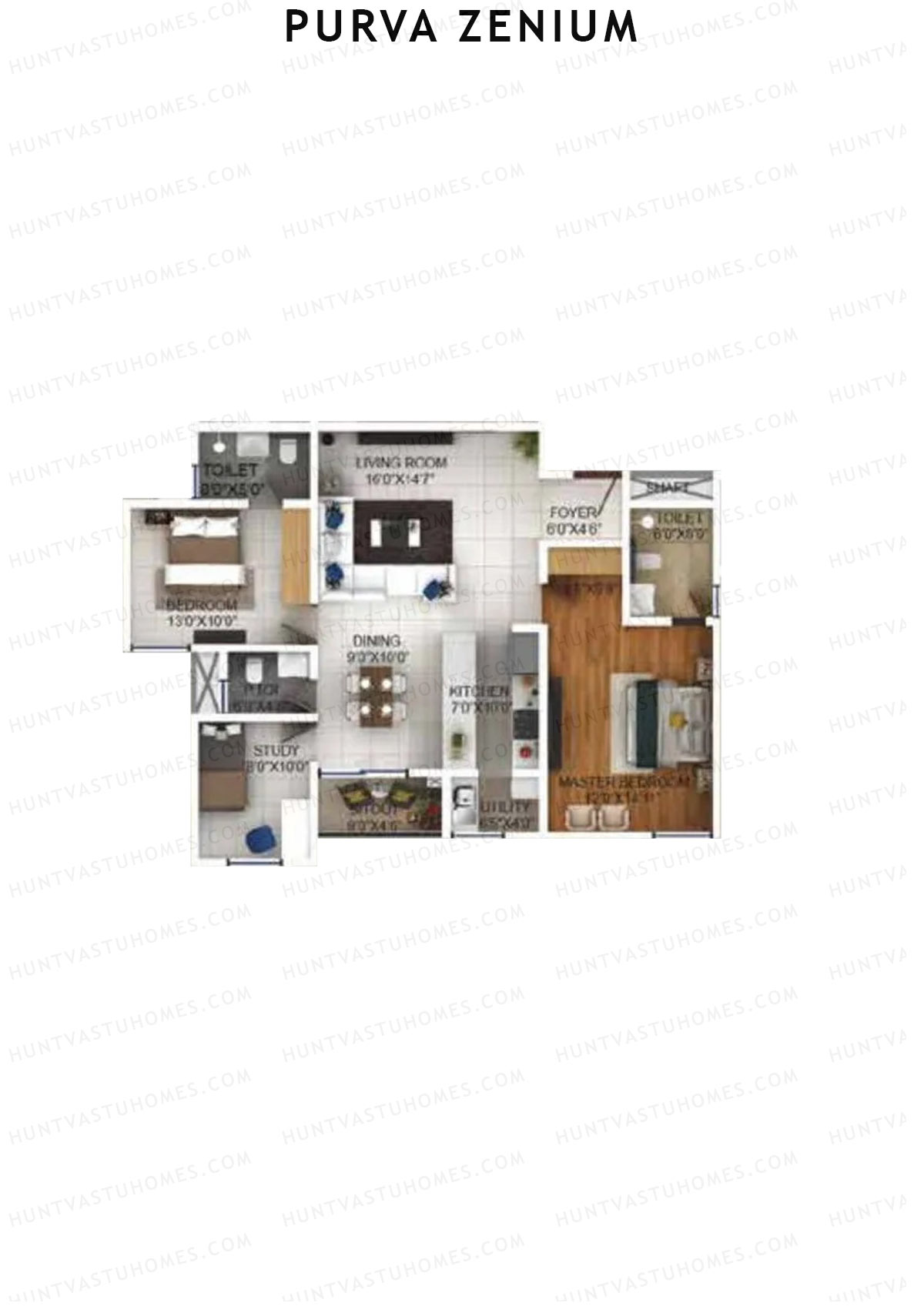 Purva Zenium Tower 7 Unit 1 Floor Plan
