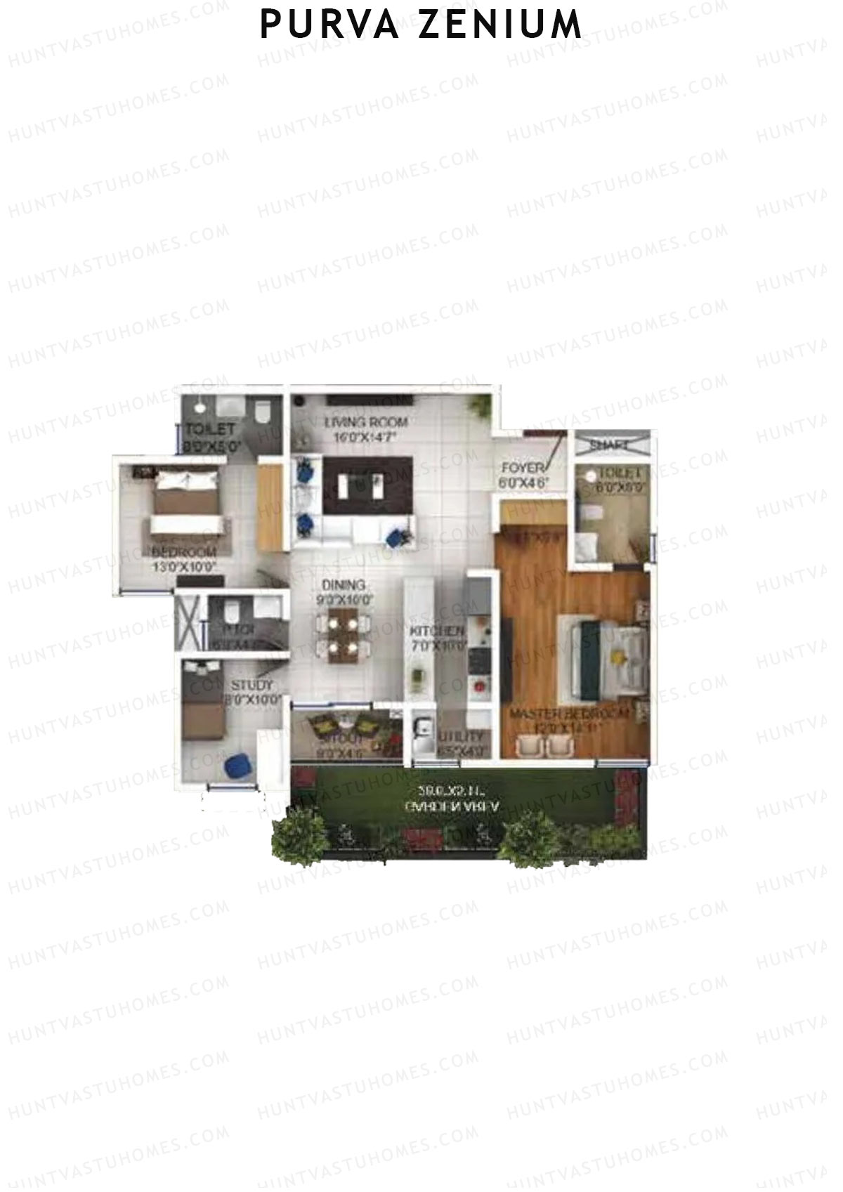 Purva Zenium Tower 7 Unit 1 Floor Plan