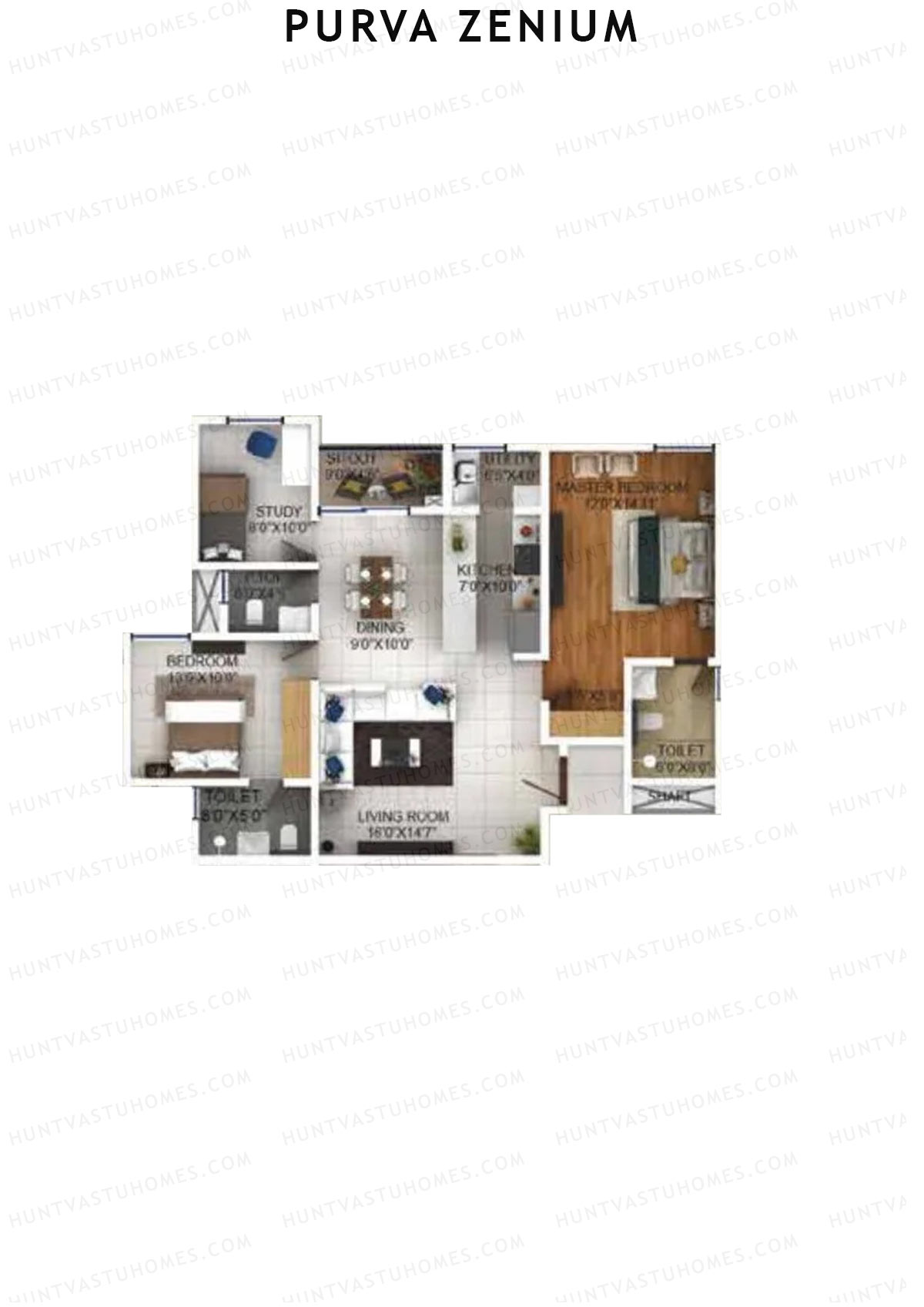 Purva Zenium Tower 7 Unit 2 Floor Plan