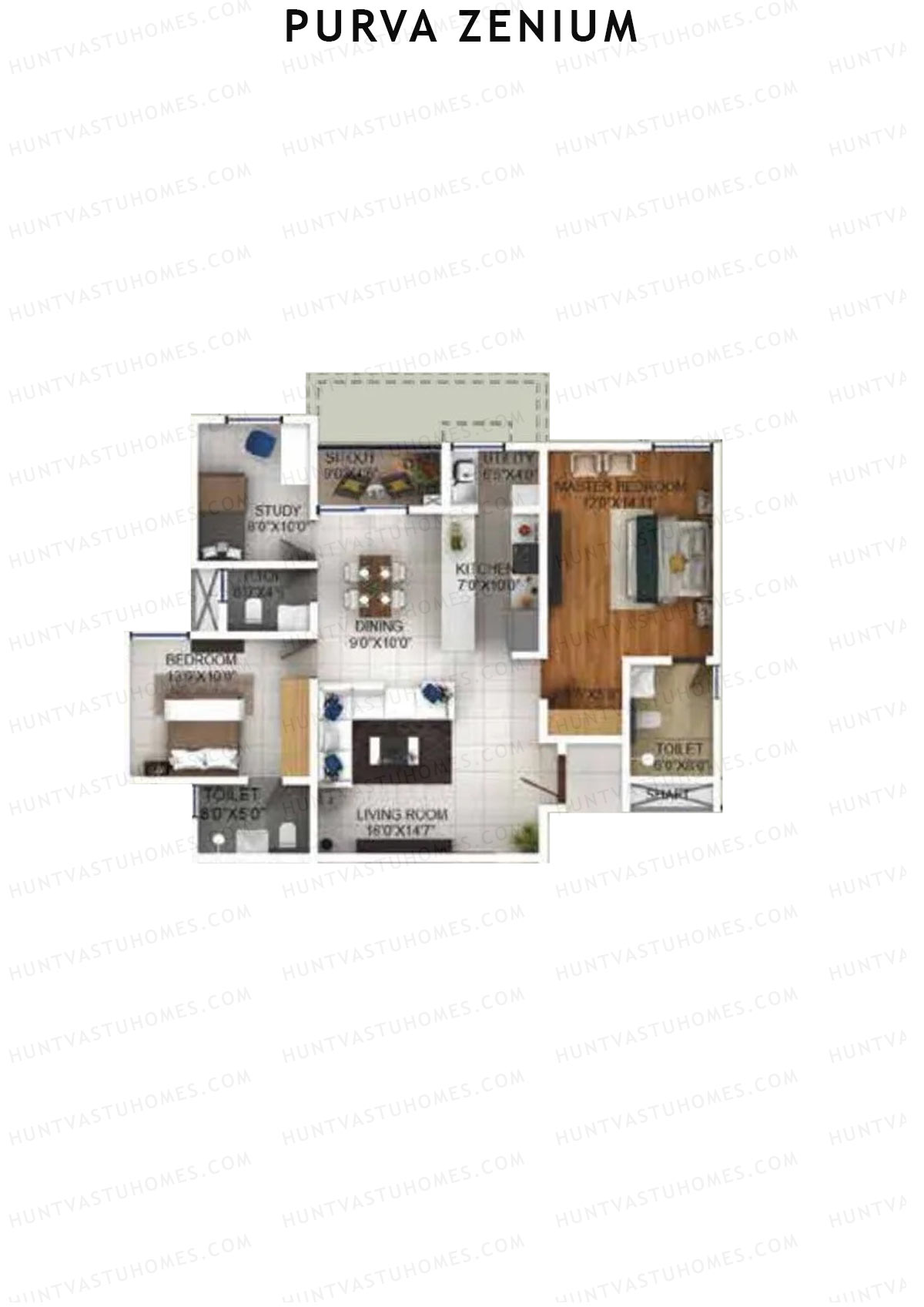 Purva Zenium Tower 7 Unit 2 Floor Plan