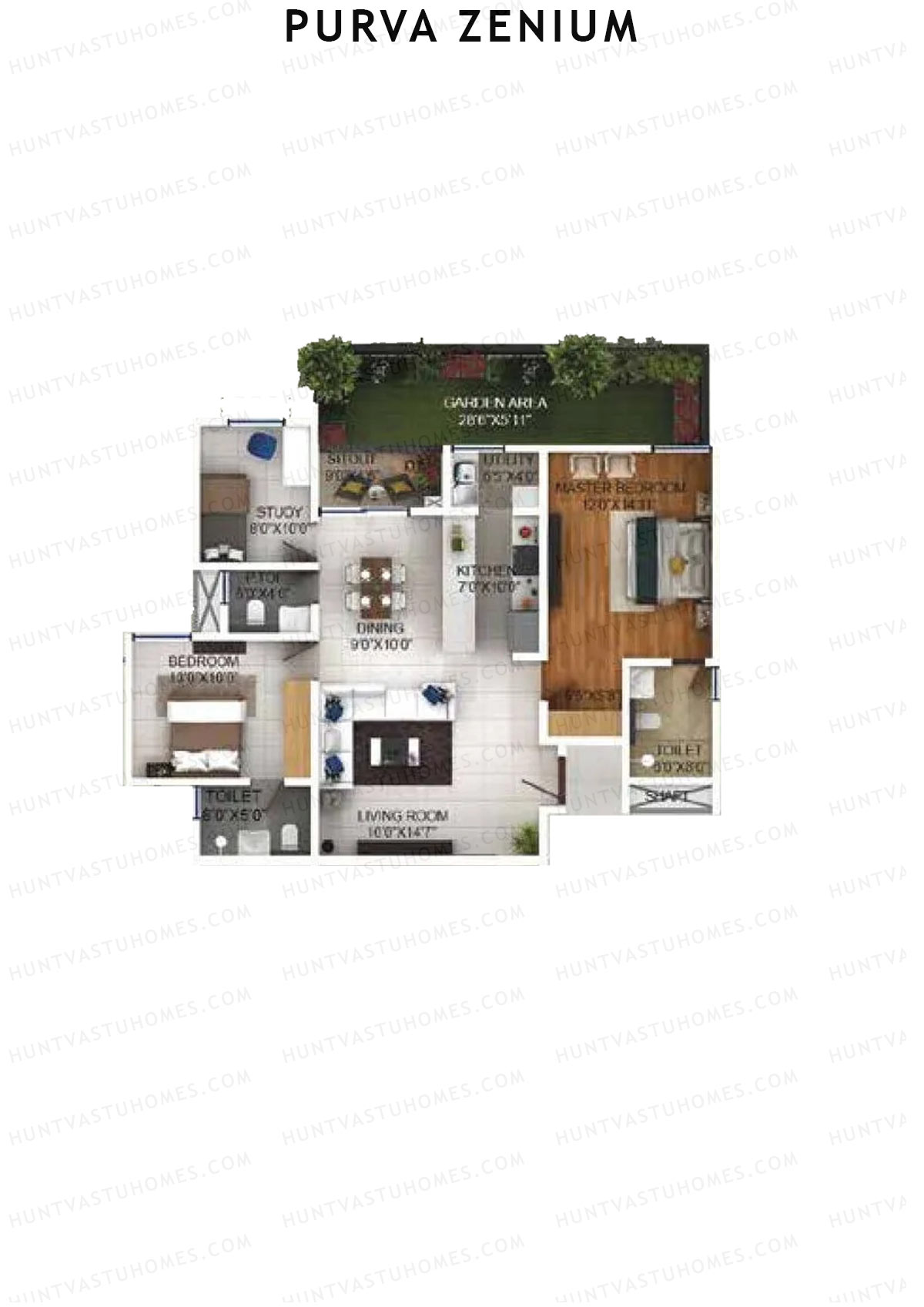 Purva Zenium Tower 7 Unit 2 Floor Plan