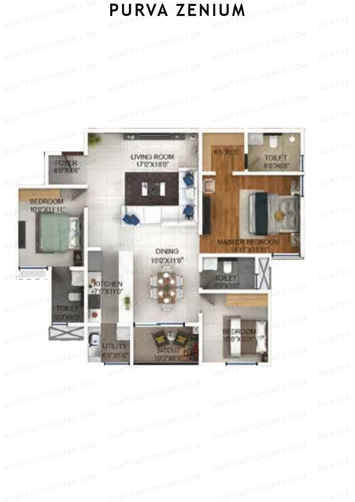 Purva Zenium Tower 7 Unit 4 Floor Plan