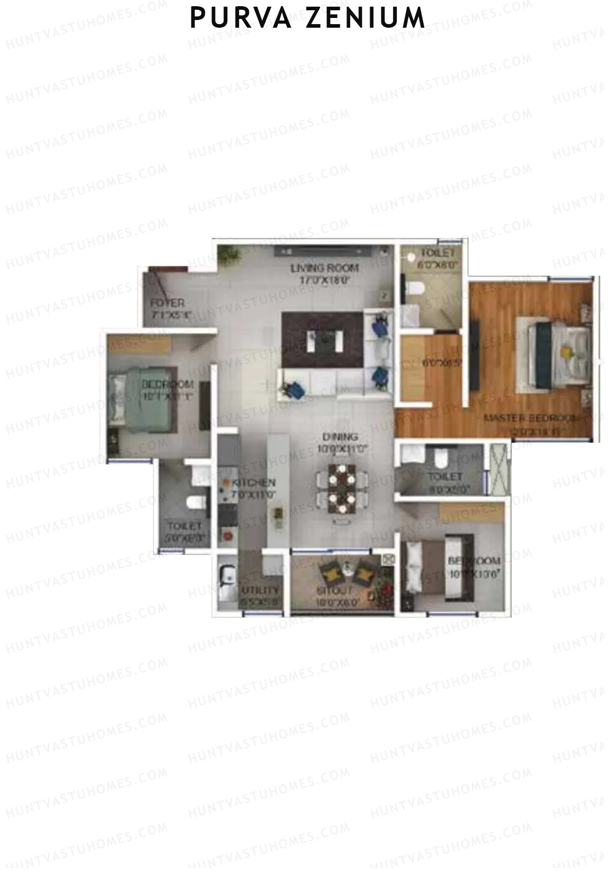 Purva Zenium Tower 8 Unit 1 Floor Plan
