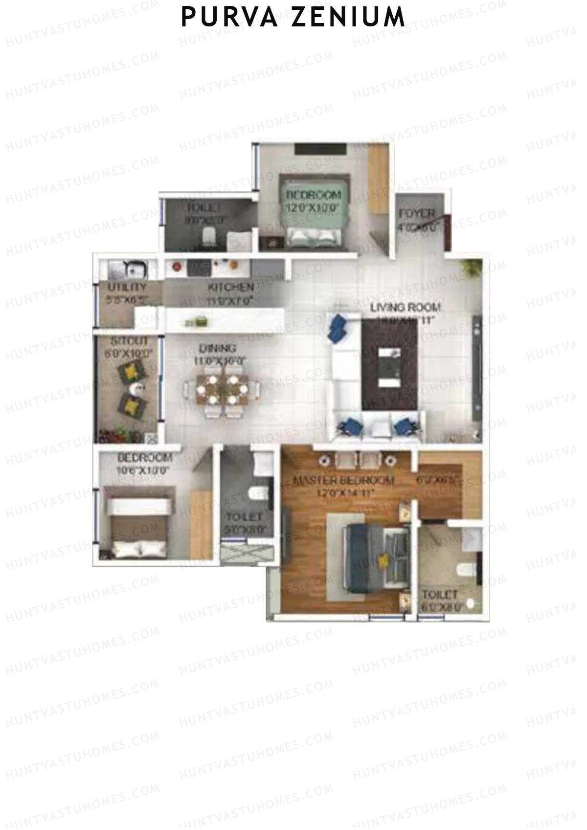 Purva Zenium Tower 8 Unit 2 Floor Plan