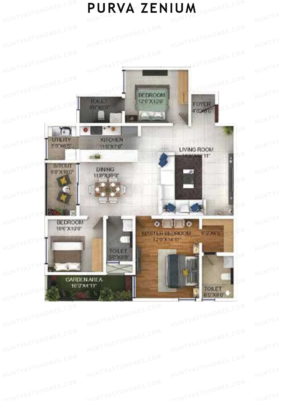 Purva Zenium Tower 8 Unit 2 Floor Plan