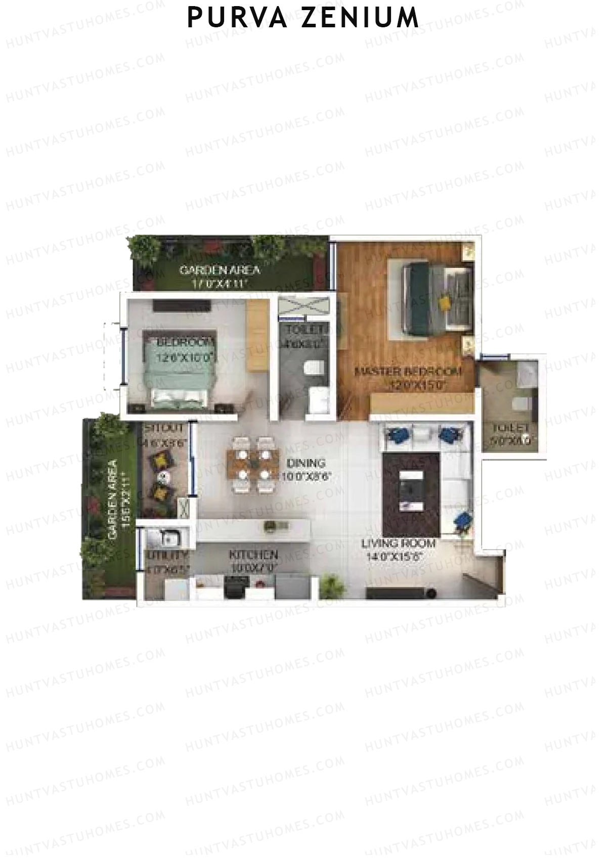 Purva Zenium Tower 8 Unit 3 Floor Plan