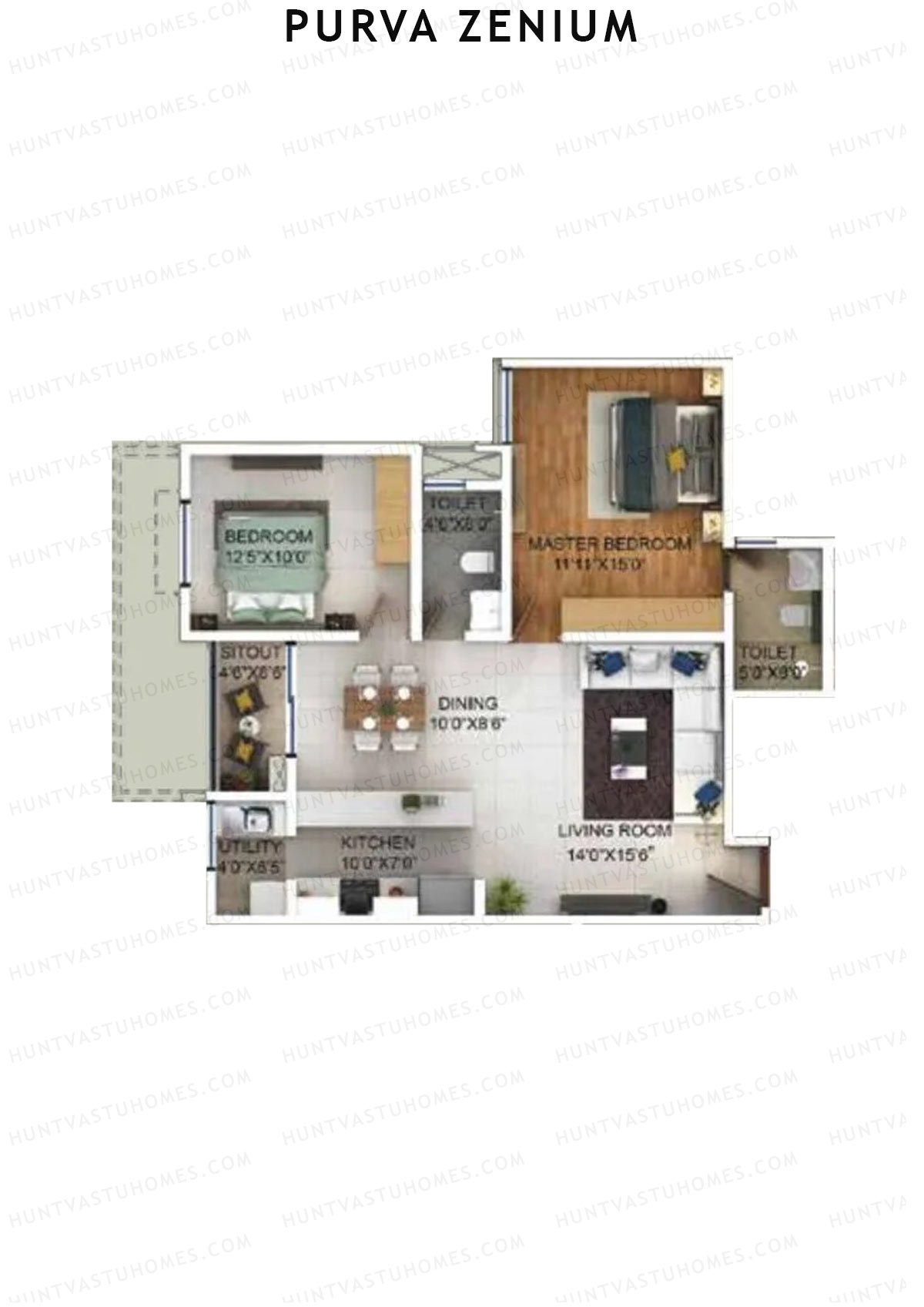 Purva Zenium Tower 9 Unit 1 Floor Plan