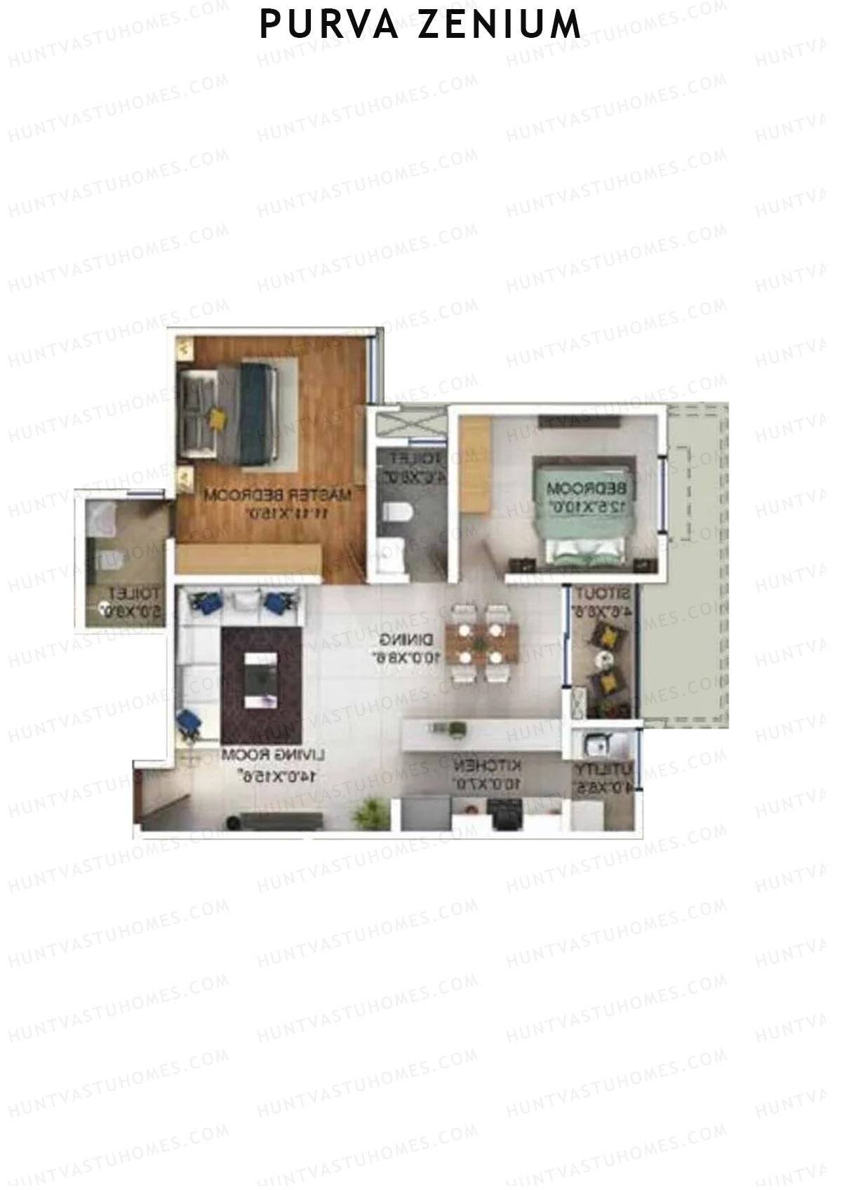 Purva Zenium Tower 9 Unit 2 Floor Plan
